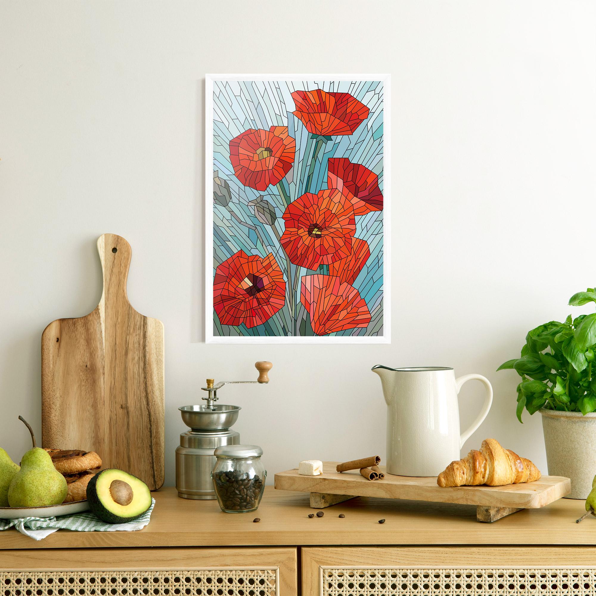 Gerahmte Poster Blue Glass Poppy mockup 8