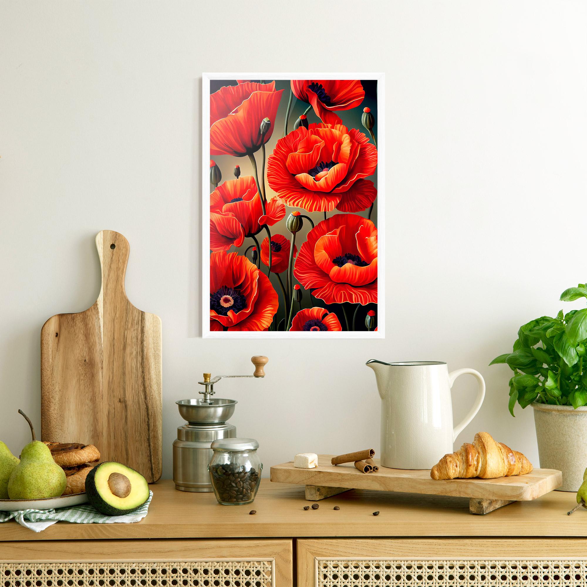 Gerahmte Poster Pretty Poppy On Green mockup 8