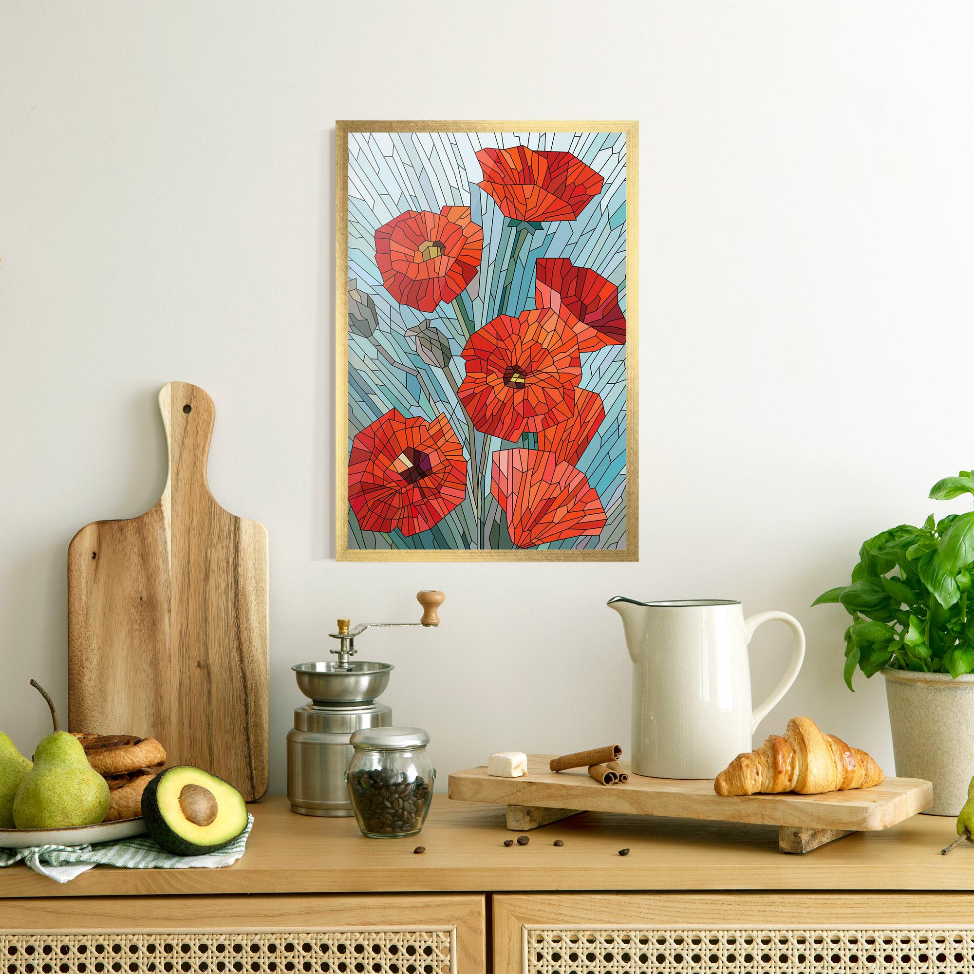 Gerahmte Poster Blue Glass Poppy mockup 8