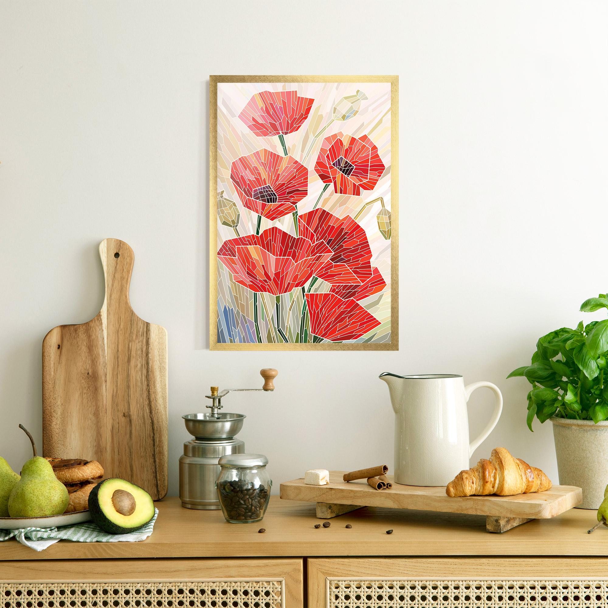 Gerahmte Poster Poppy Stained Glass mockup 8