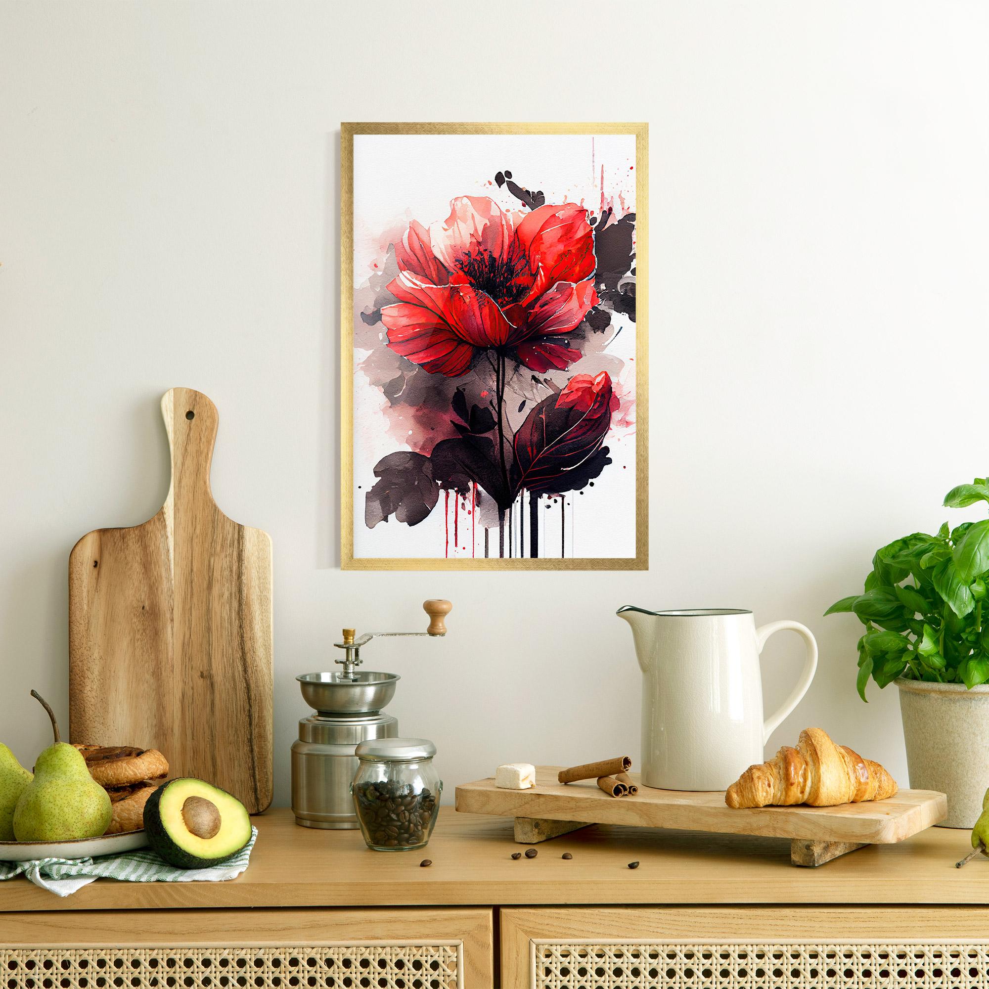 Gerahmte Poster Watercolor Poppy mockup 8