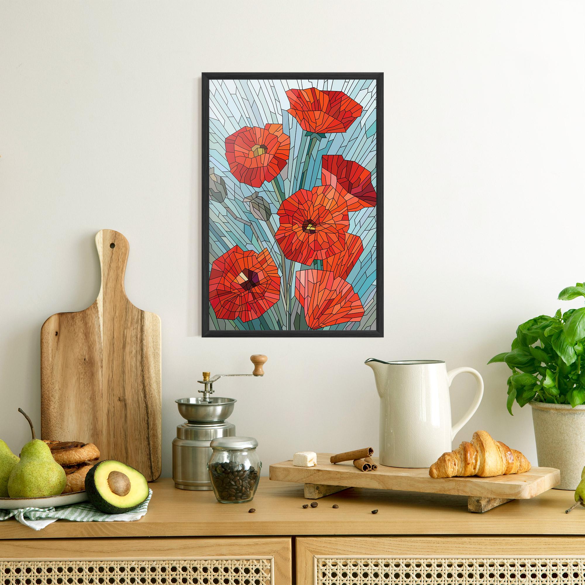 Gerahmte Poster Blue Glass Poppy mockup 8
