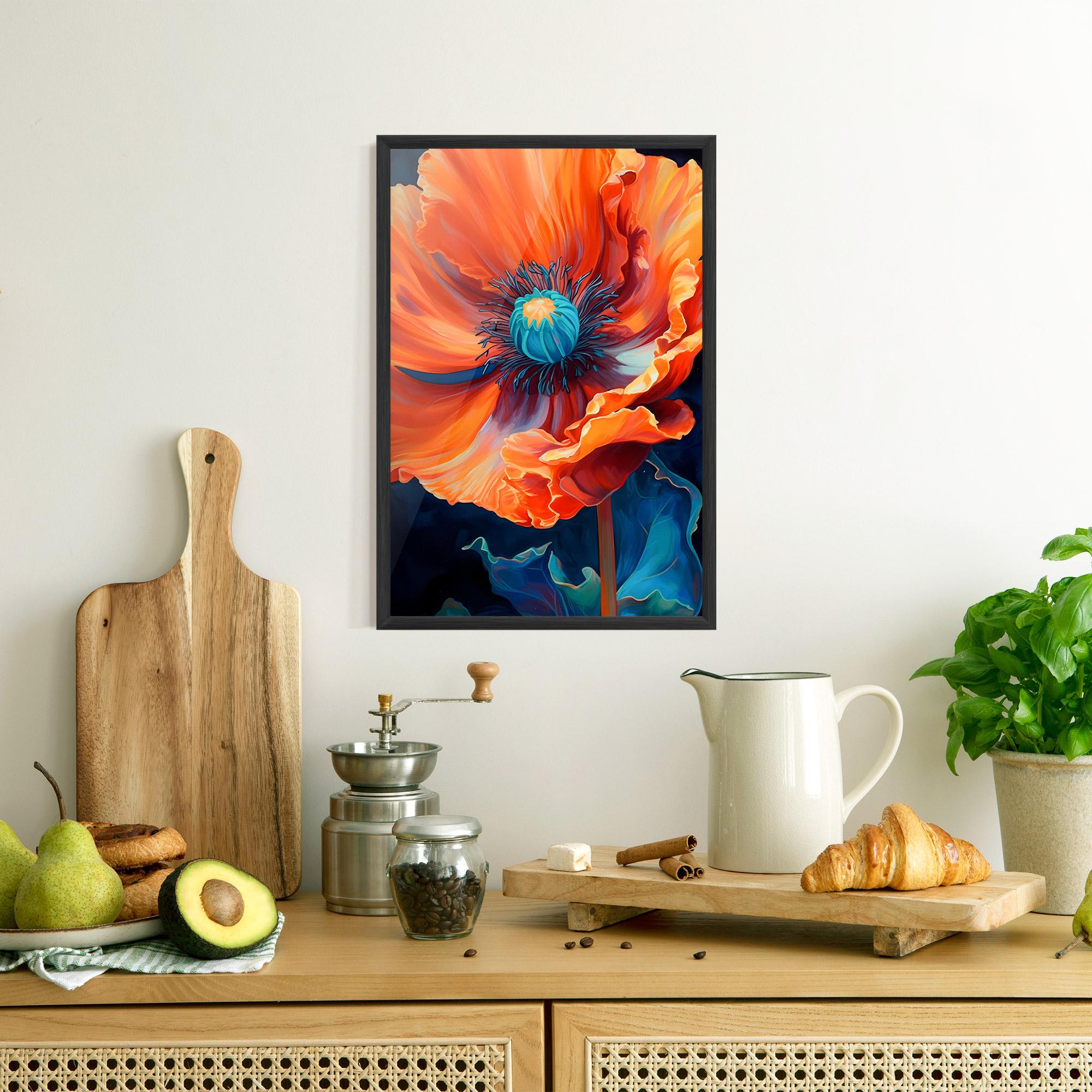 Gerahmte Poster Orange Blue Poppy mockup 8