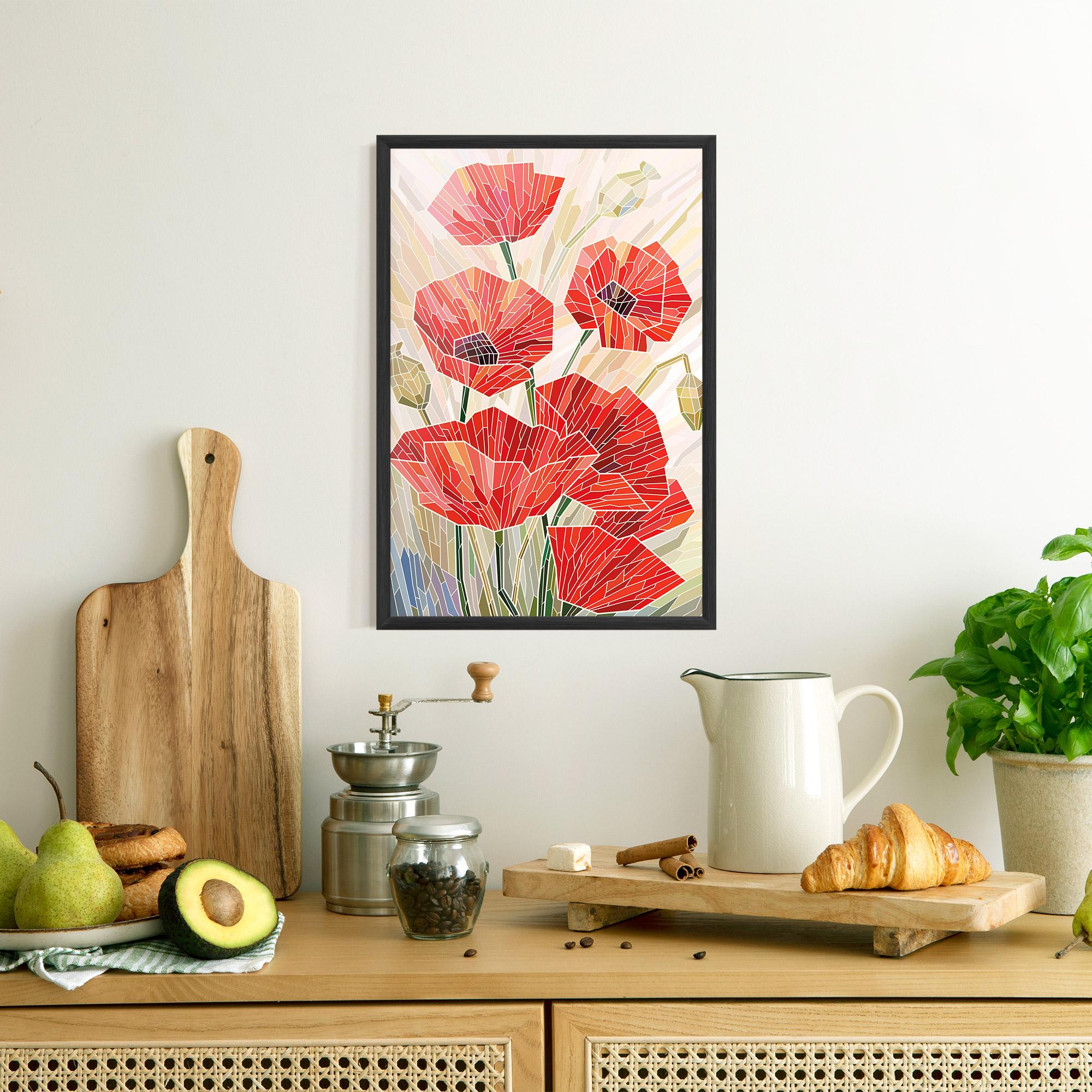 Gerahmte Poster Poppy Stained Glass mockup 8