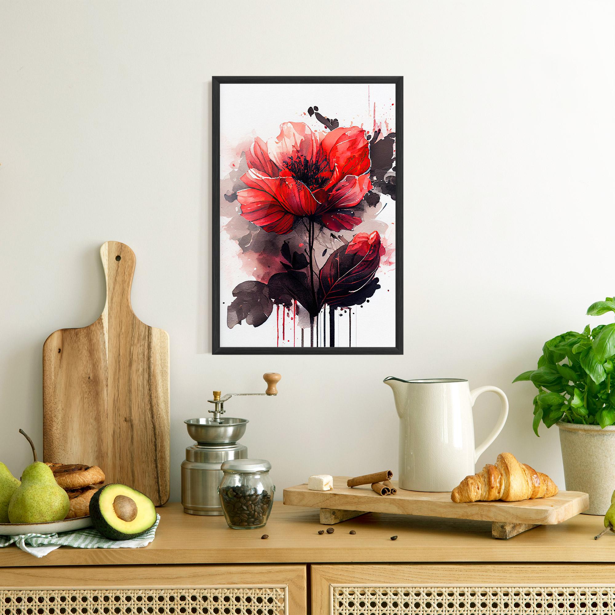 Gerahmte Poster Watercolor Poppy mockup 8