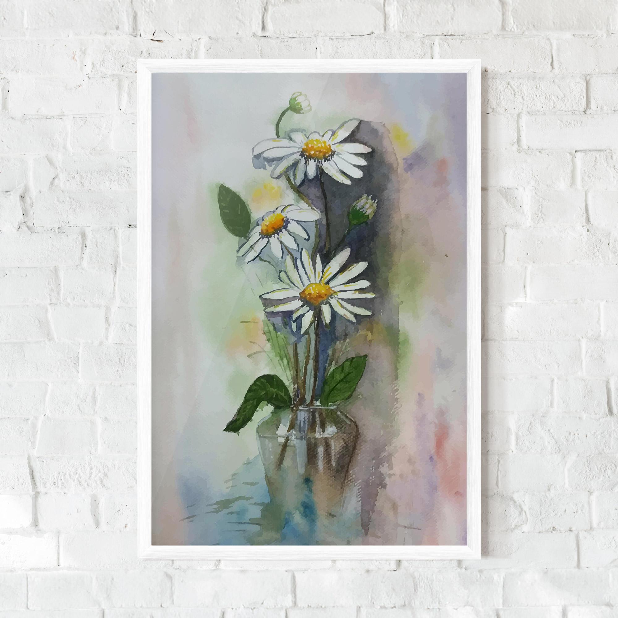 Gerahmte Poster Old Daisy Paint mockup 0