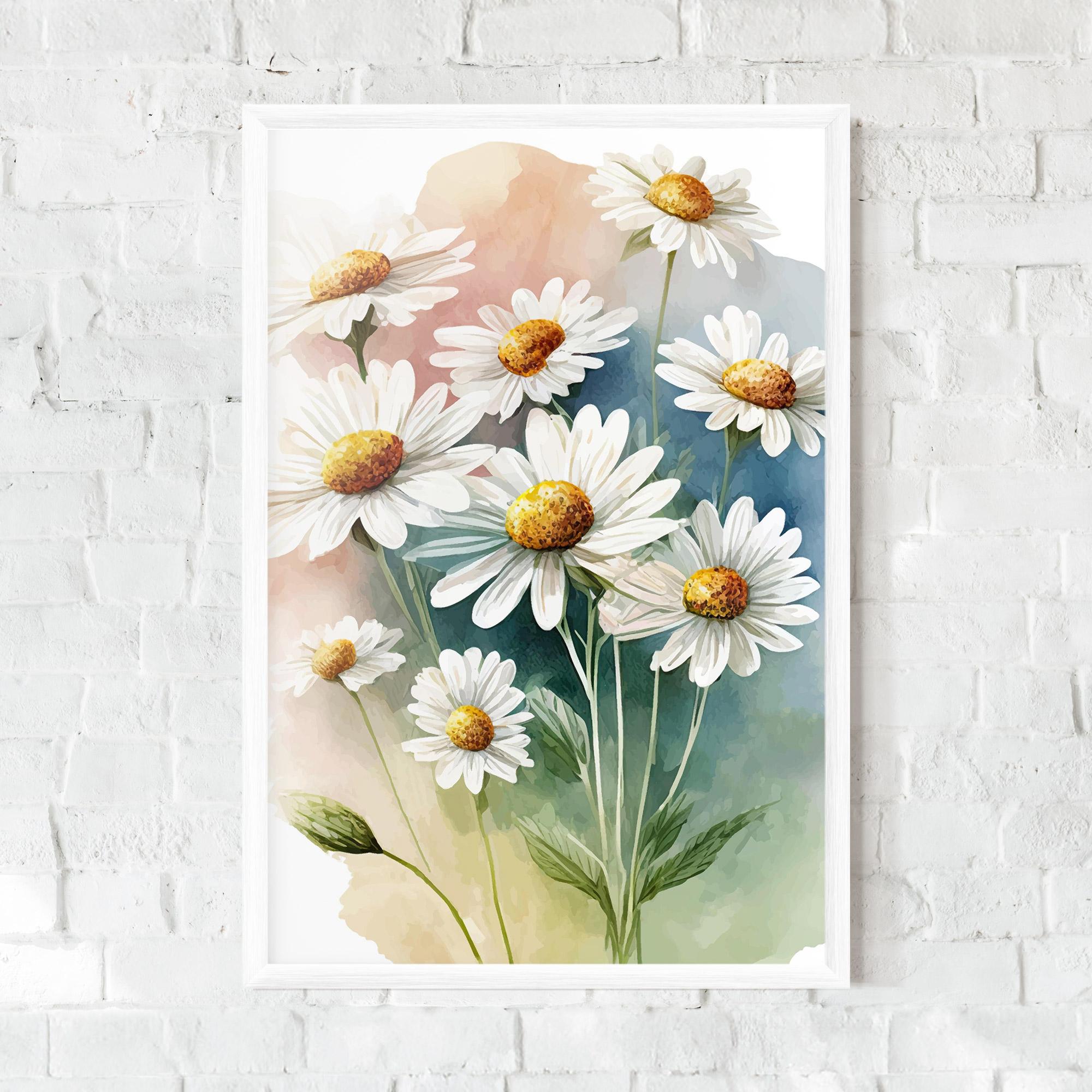 Gerahmte Poster White Daisy Art mockup 0