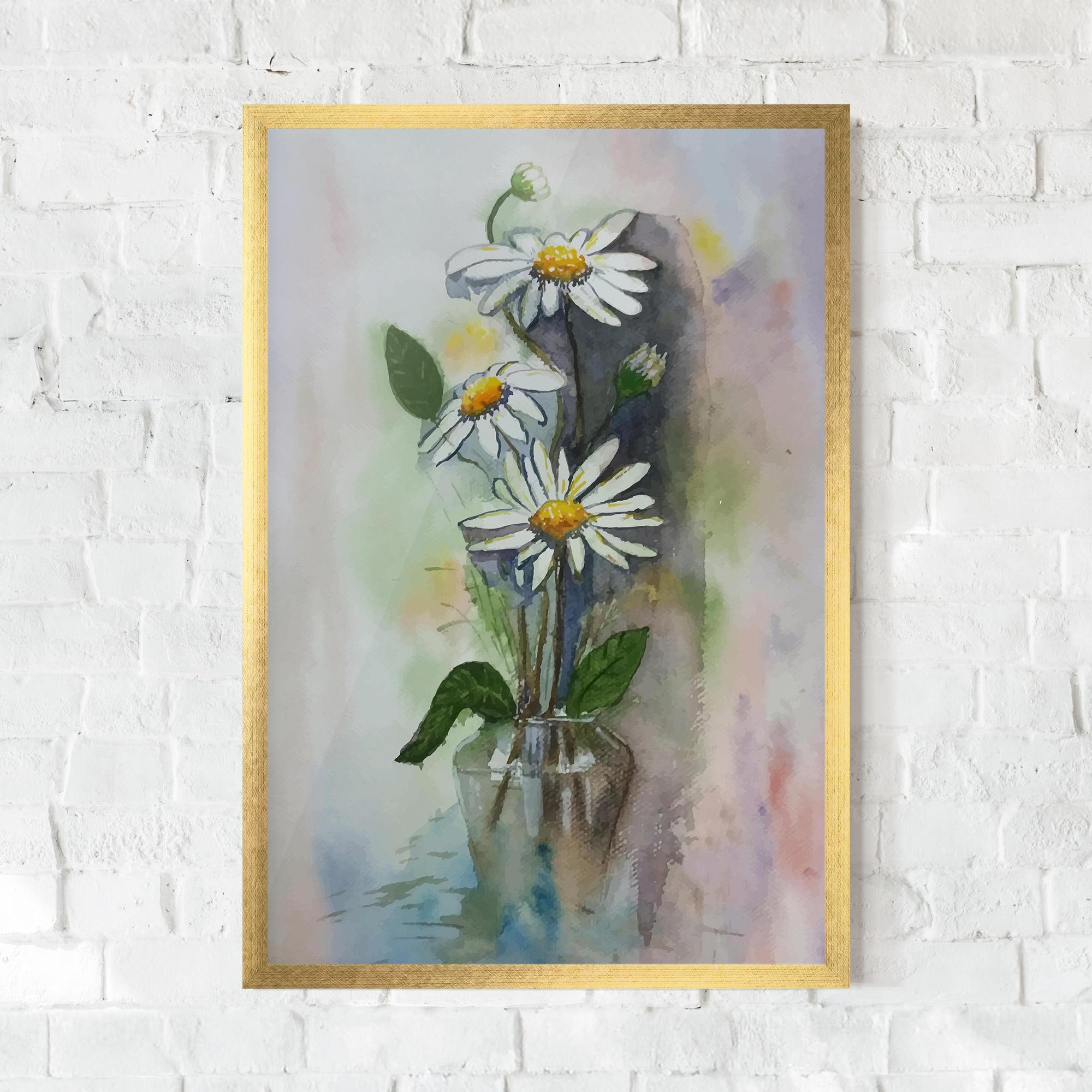 Gerahmte Poster Old Daisy Paint mockup 0