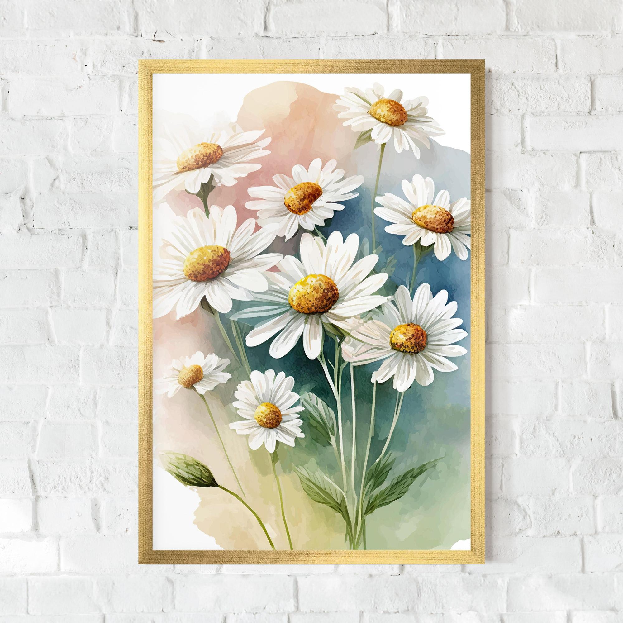 Gerahmte Poster White Daisy Art mockup 0