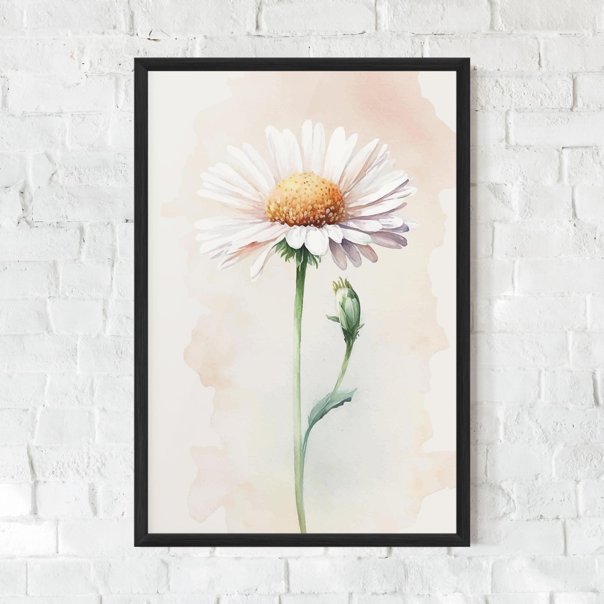 Gerahmte Poster Watercolor Daisy mockup 0