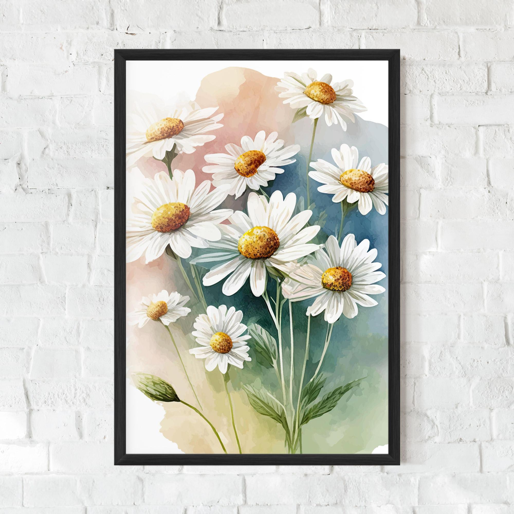 Gerahmte Poster White Daisy Art mockup 0