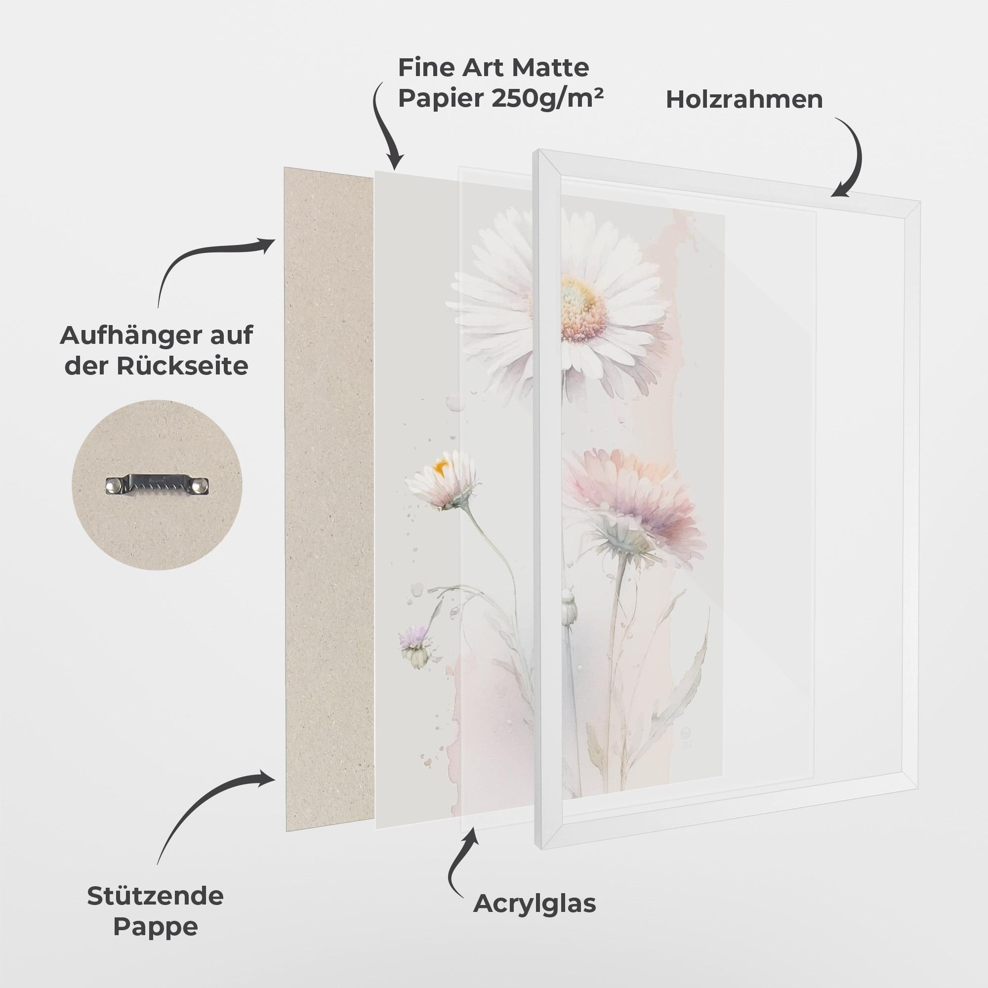 Gerahmte Poster White Painted Daisy mockup 1