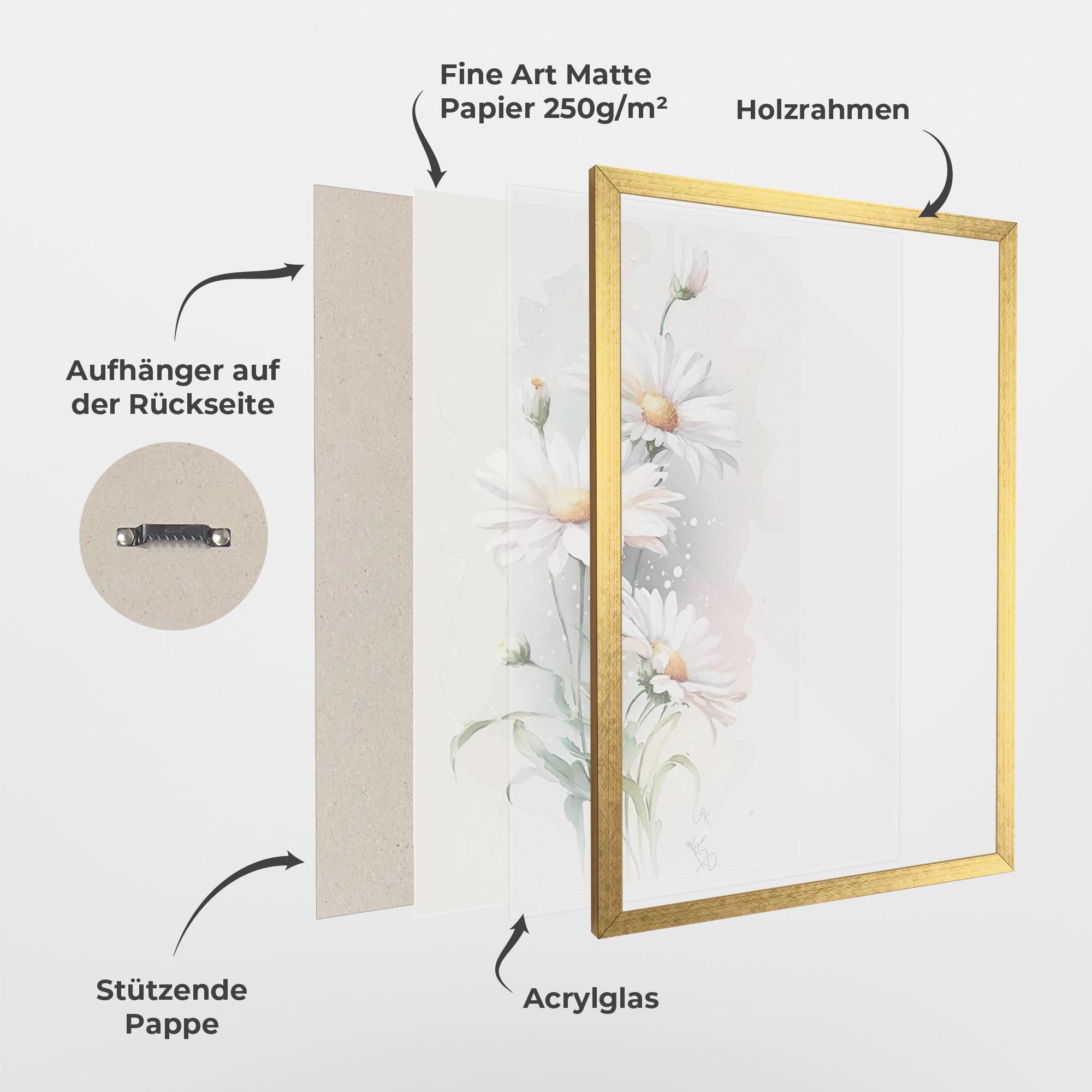 Gerahmte Poster Dreamy White Daisy mockup 1