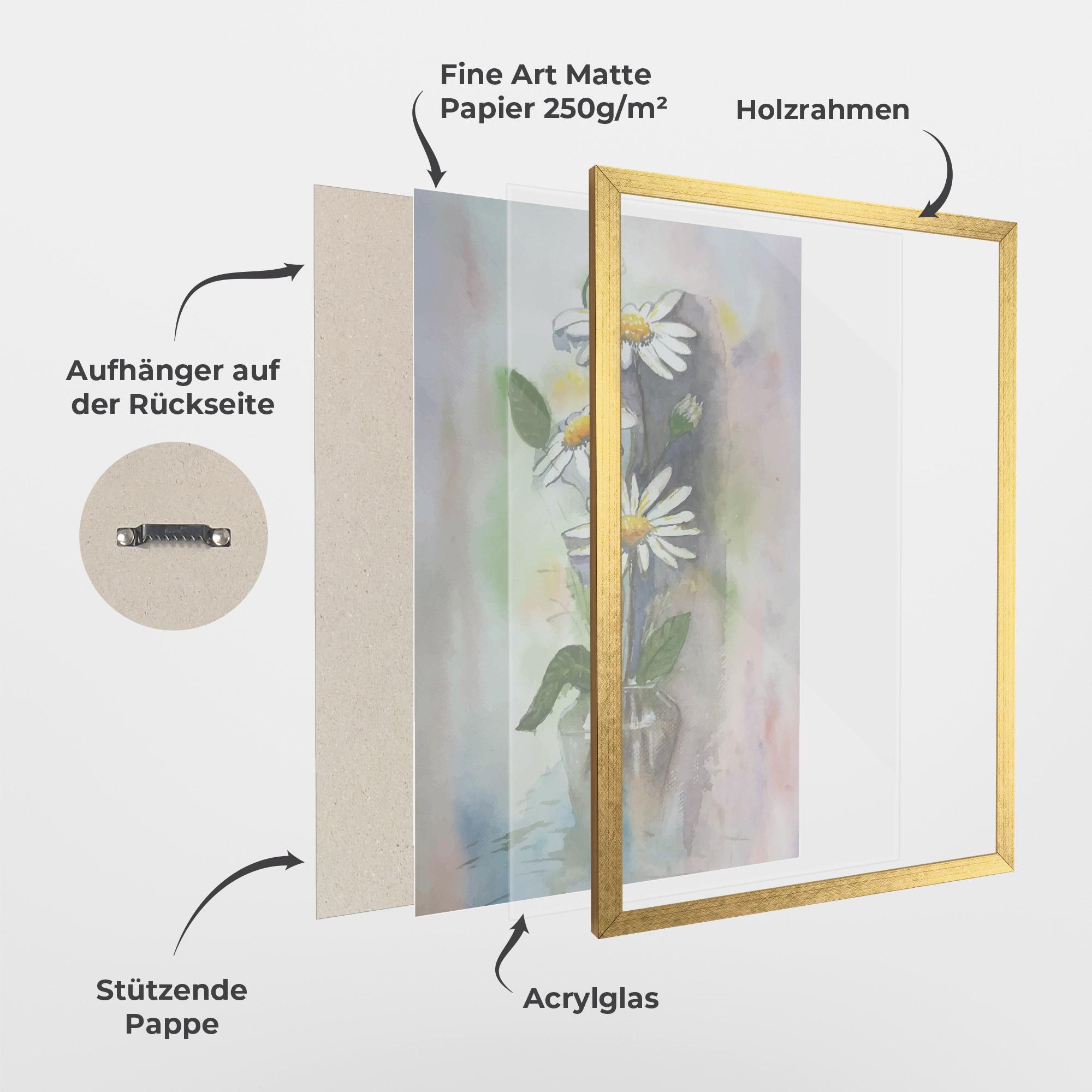 Gerahmte Poster Old Daisy Paint mockup 1