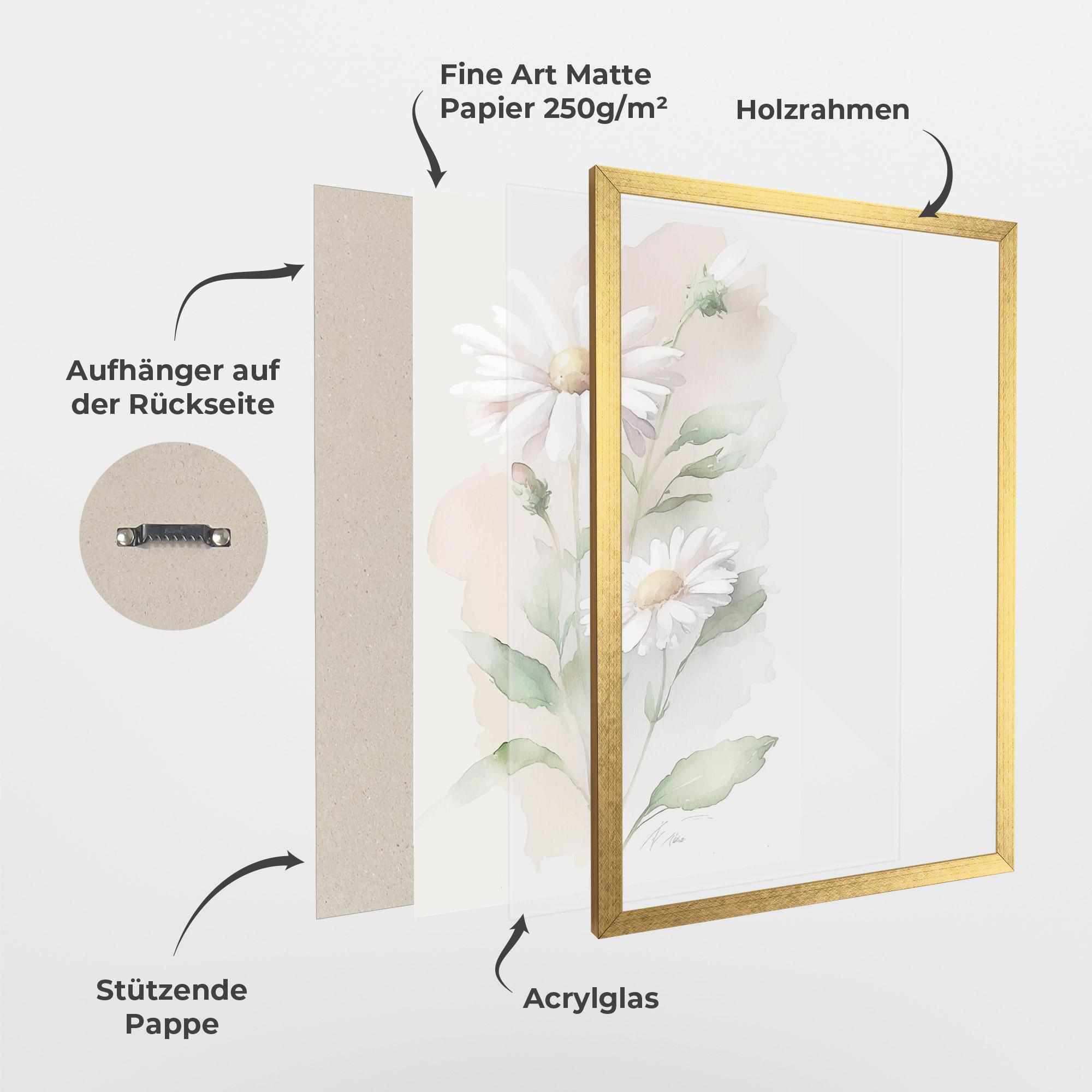 Gerahmte Poster Painted Pretty Daisy mockup 1