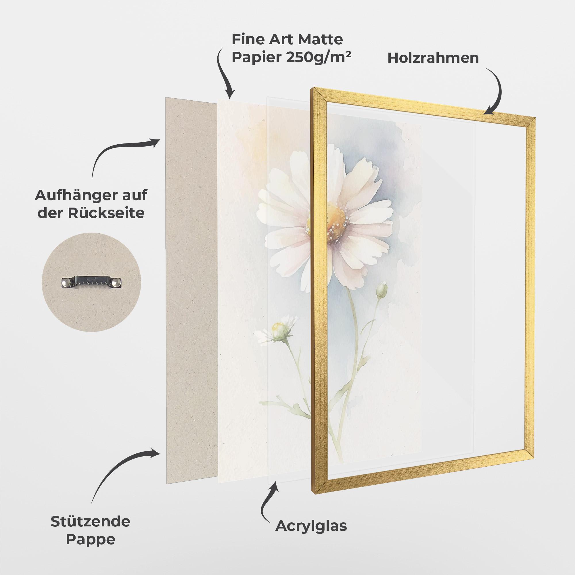 Gerahmte Poster Painted White Daisy mockup 1