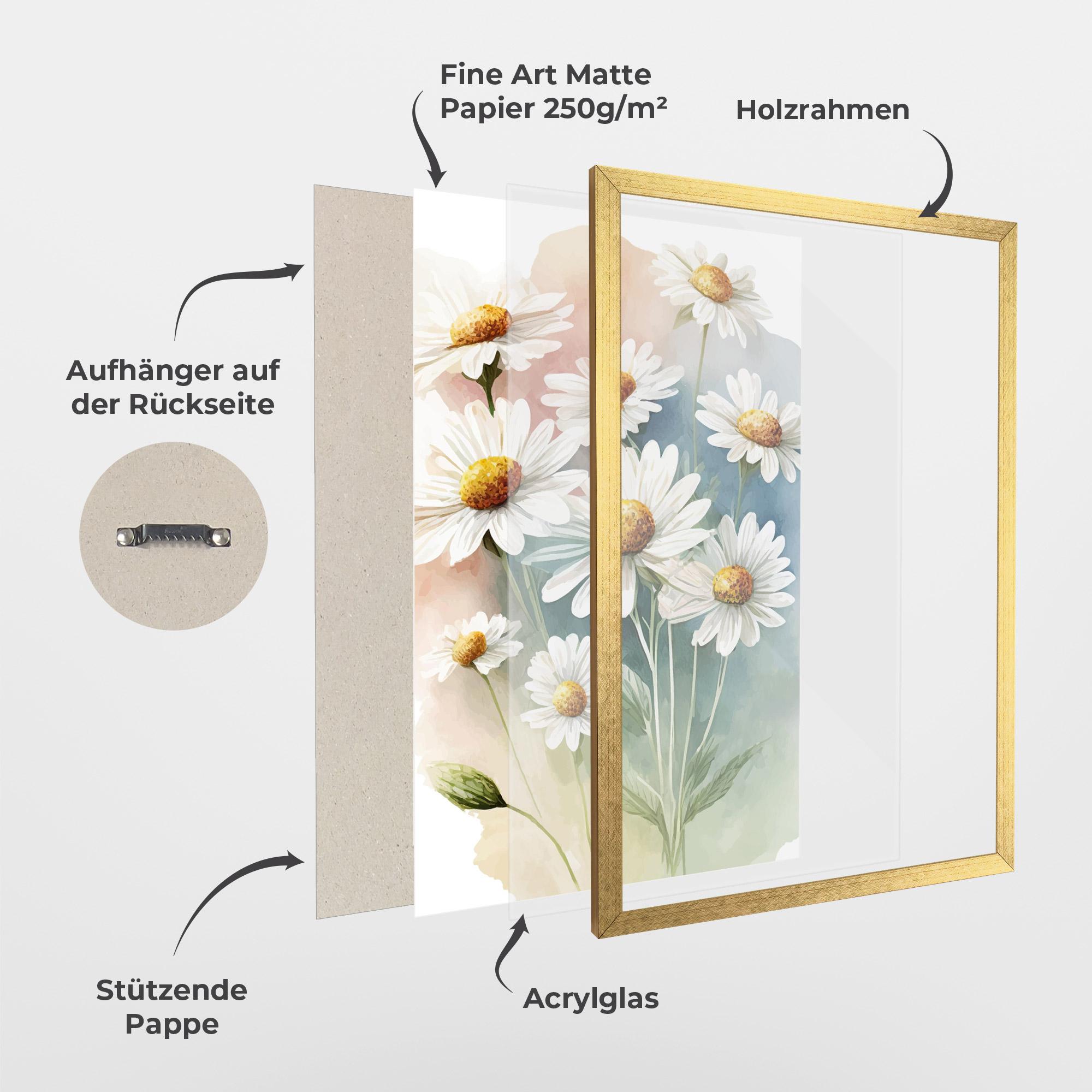 Gerahmte Poster White Daisy Art mockup 1
