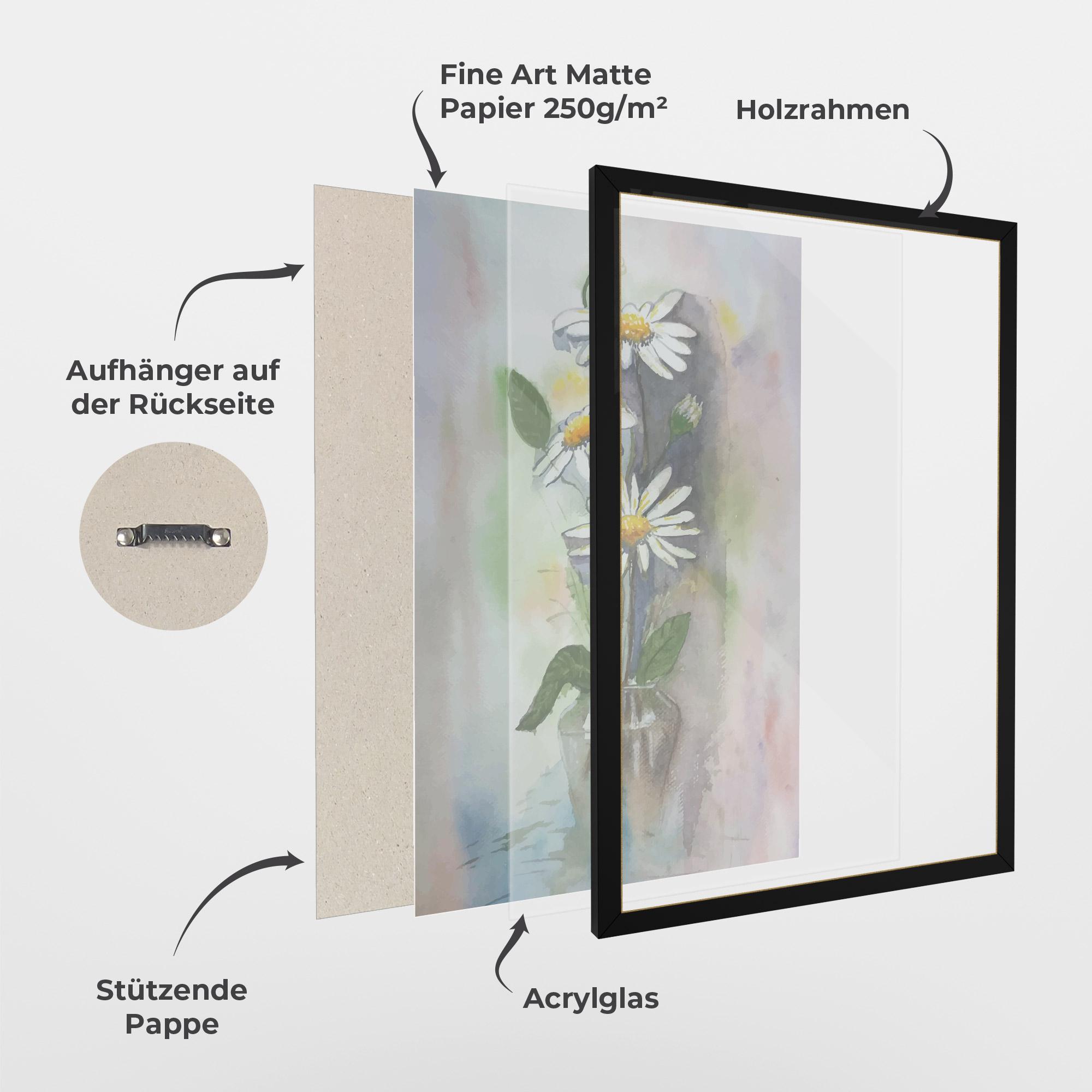 Gerahmte Poster Old Daisy Paint mockup 1