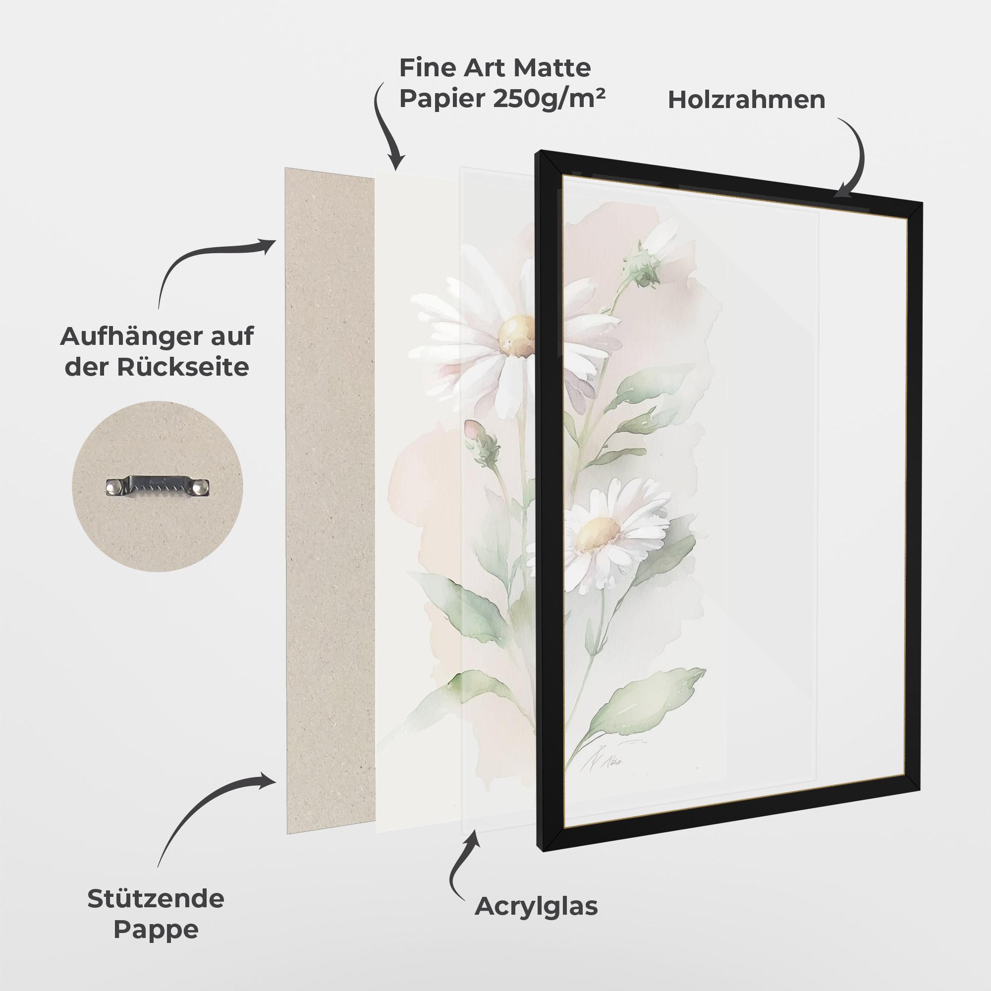 Gerahmte Poster Painted Pretty Daisy mockup 1