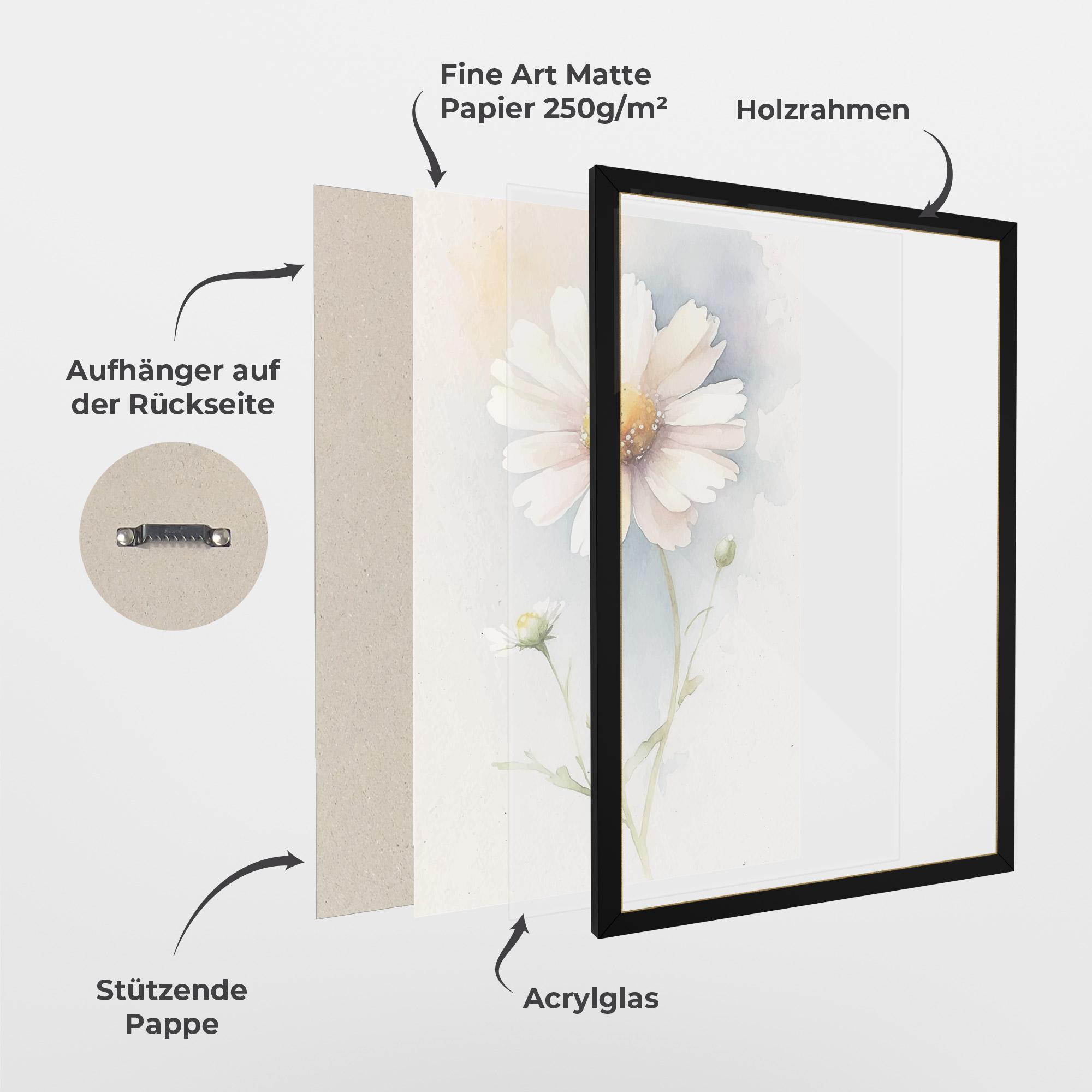Gerahmte Poster Painted White Daisy mockup 1