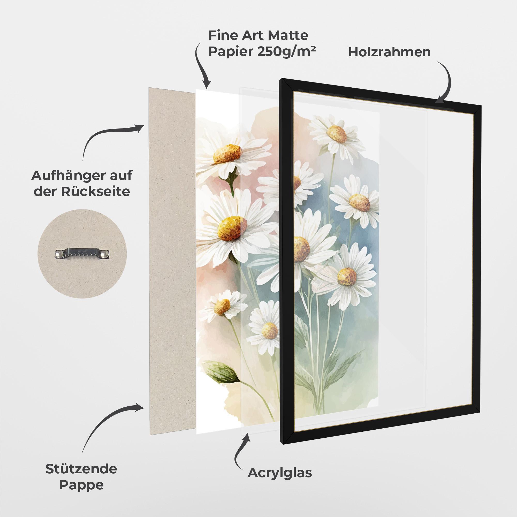 Gerahmte Poster White Daisy Art mockup 1