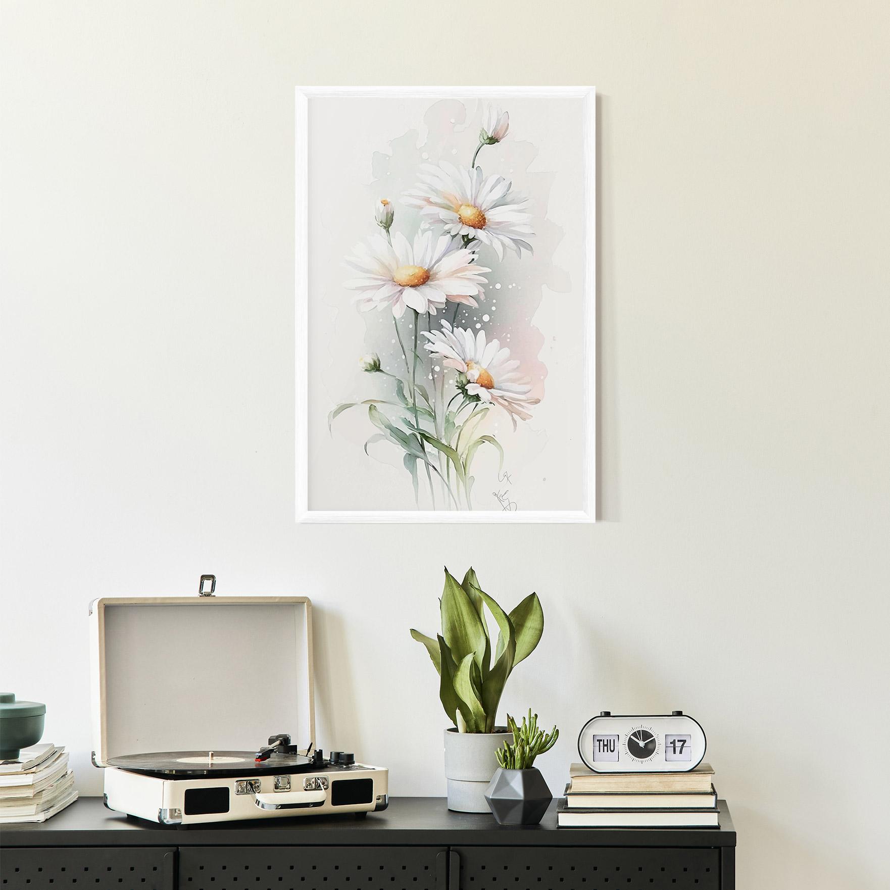 Gerahmte Poster Dreamy White Daisy mockup 2