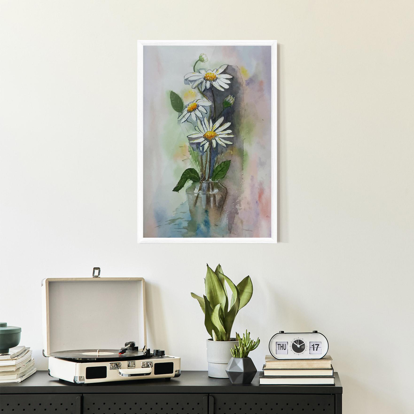 Gerahmte Poster Old Daisy Paint mockup 2