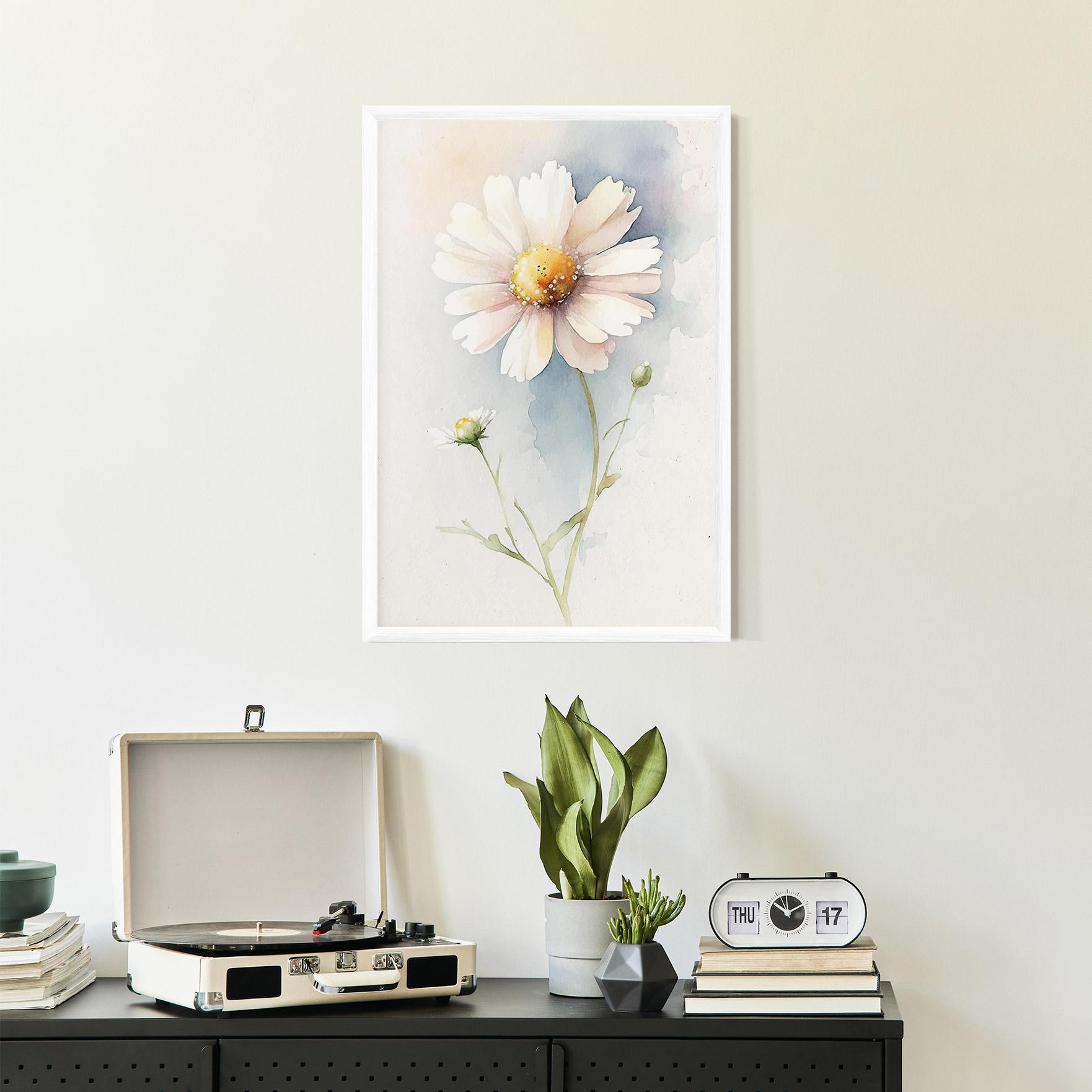 Gerahmte Poster Painted White Daisy mockup 2
