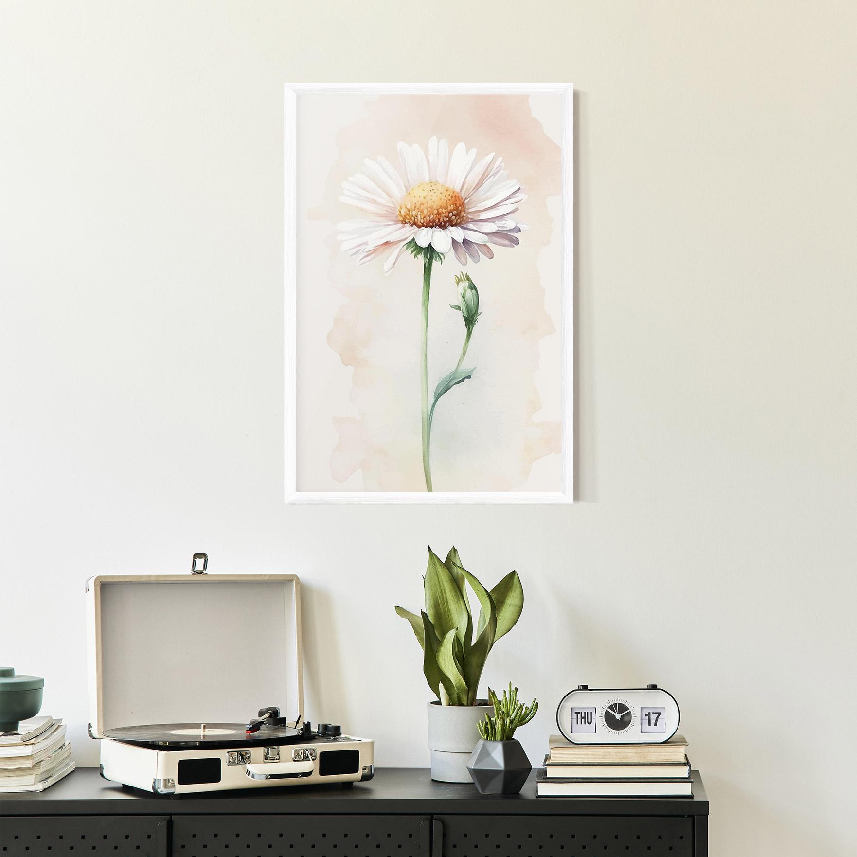 Gerahmte Poster Watercolor Daisy mockup 2