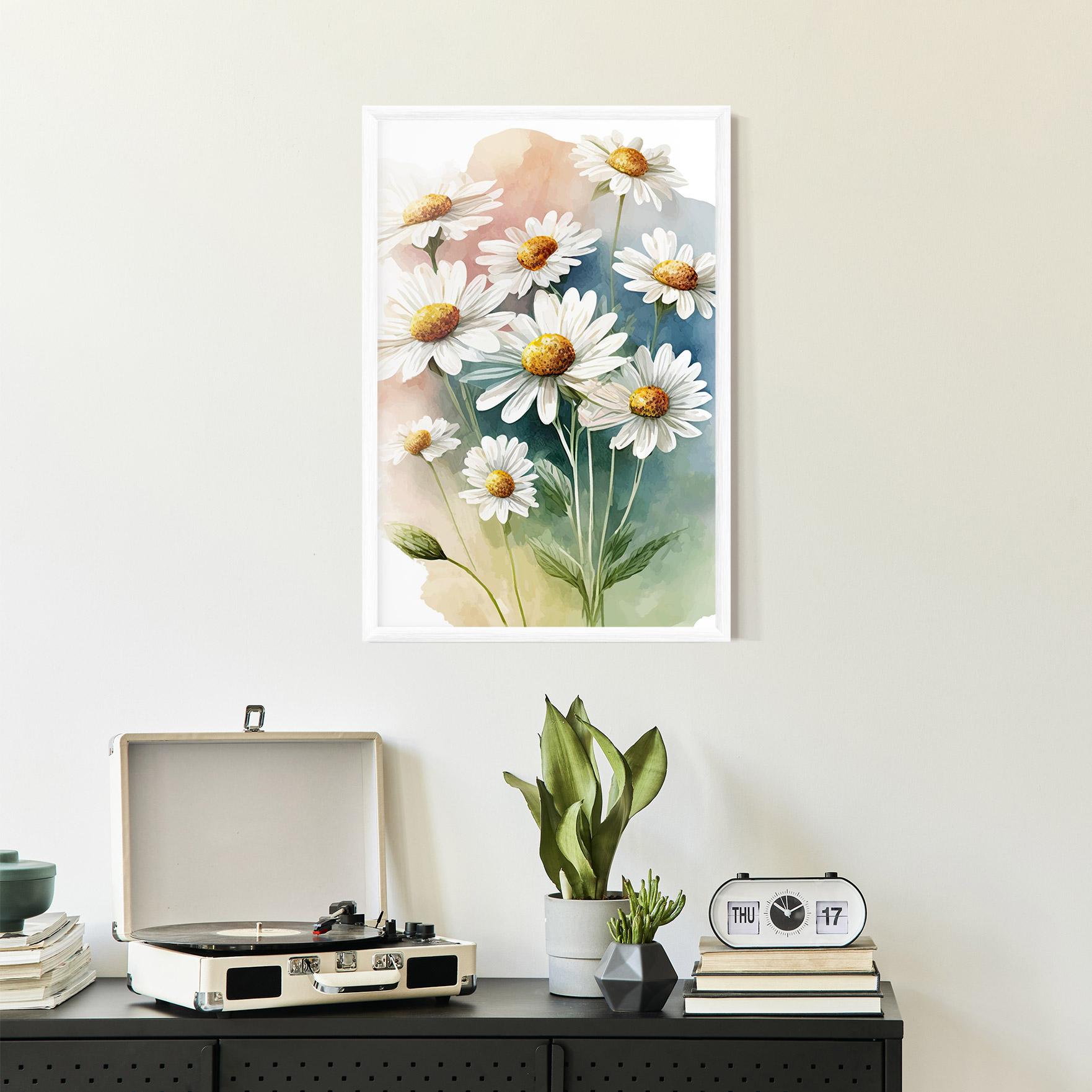 Gerahmte Poster White Daisy Art mockup 2