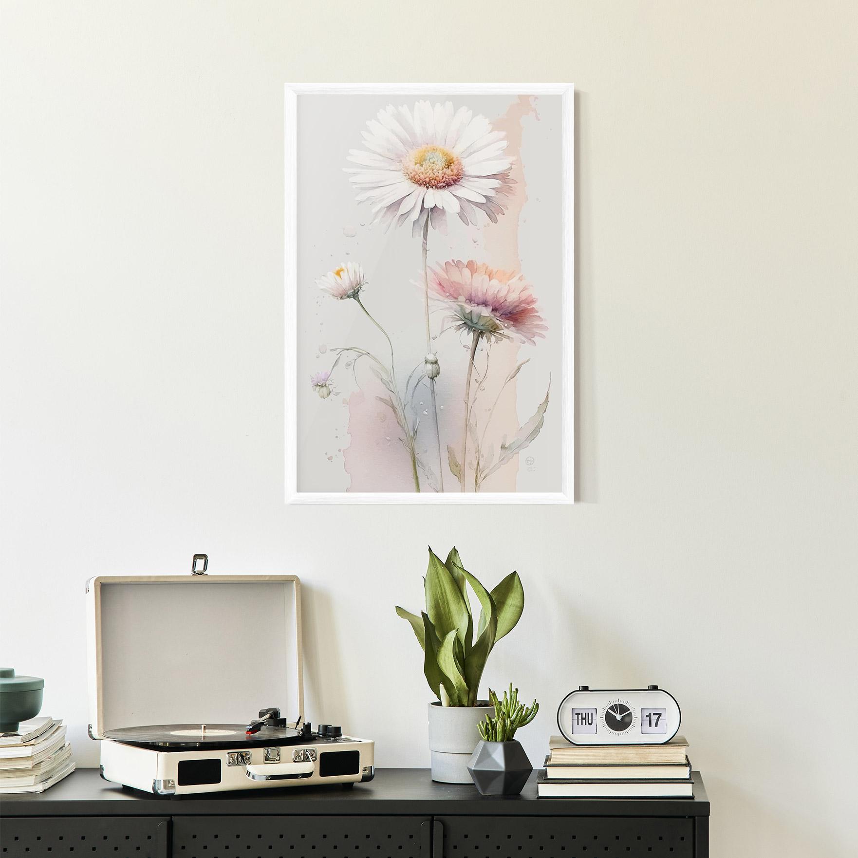 Gerahmte Poster White Painted Daisy mockup 2