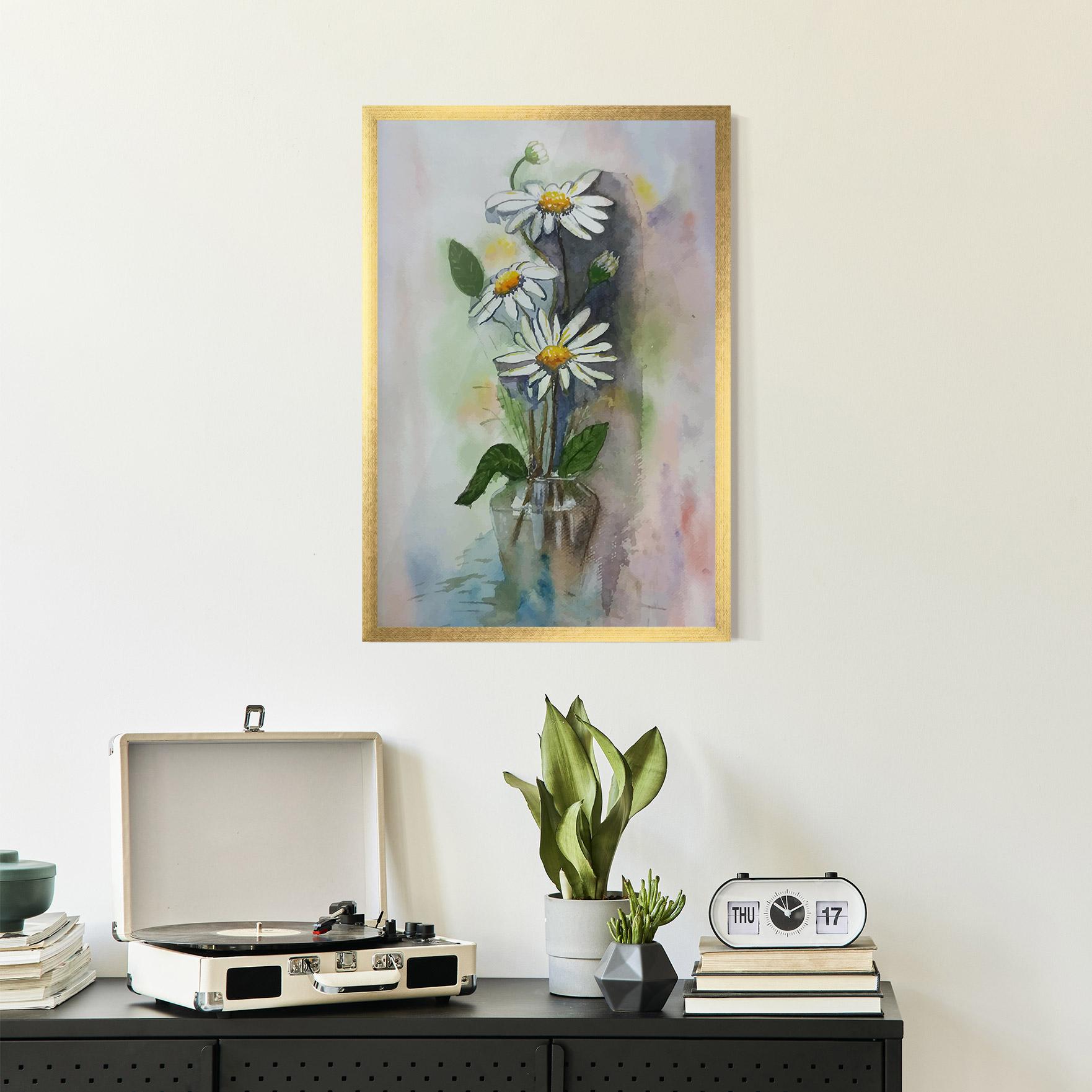 Gerahmte Poster Old Daisy Paint mockup 2