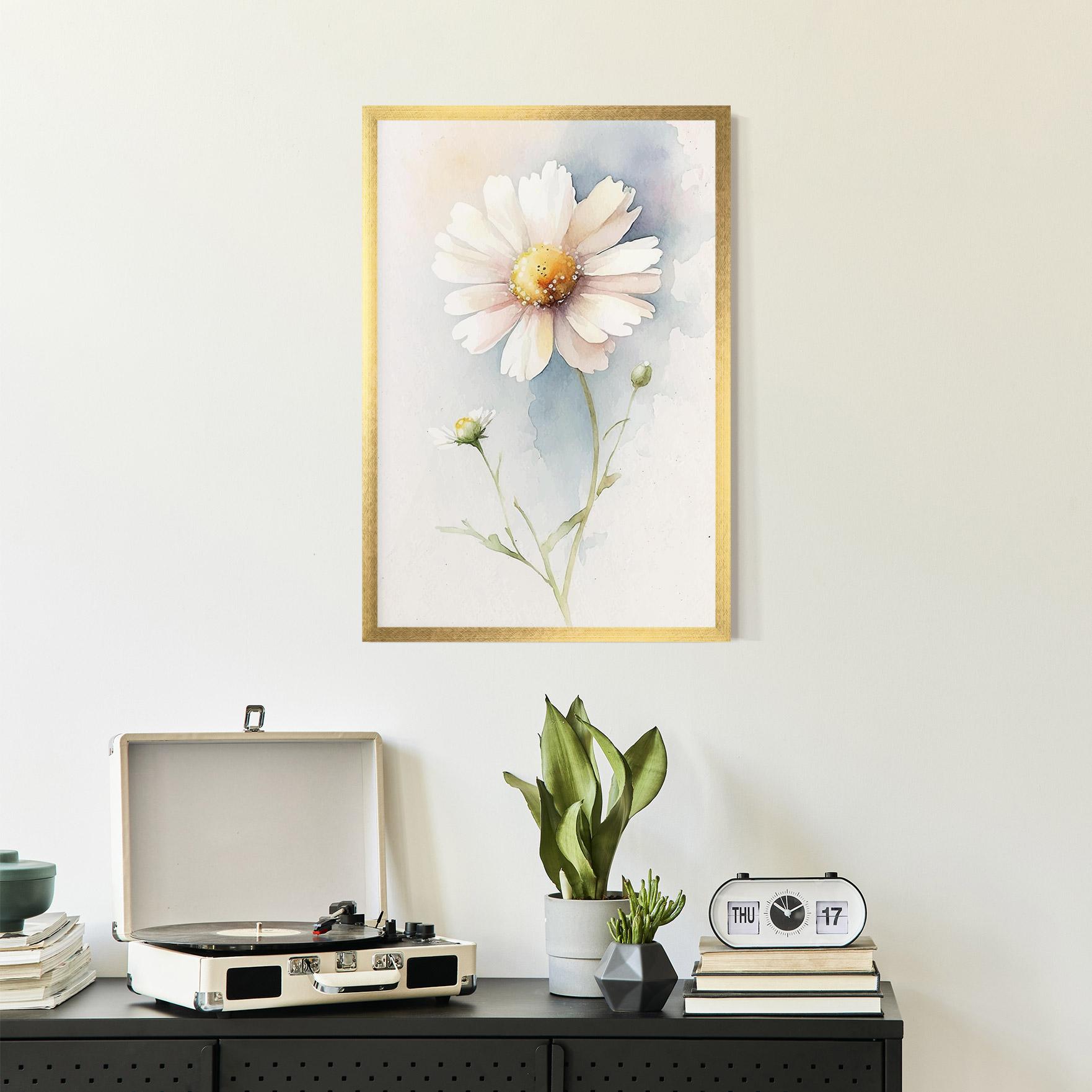 Gerahmte Poster Painted White Daisy mockup 2