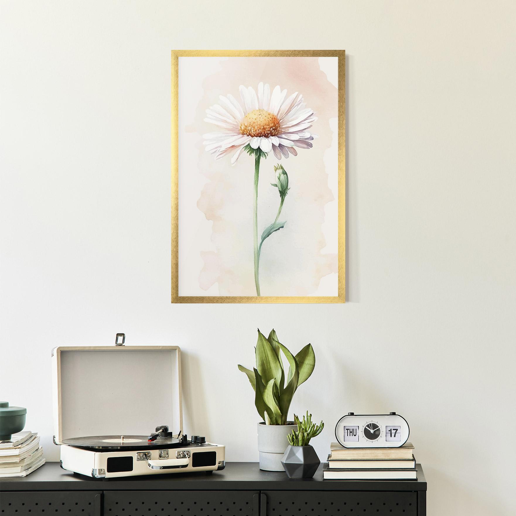 Gerahmte Poster Watercolor Daisy mockup 2