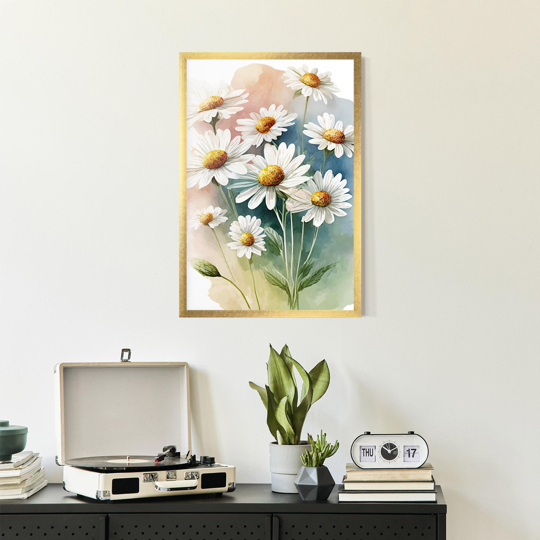 Gerahmte Poster White Daisy Art mockup 2