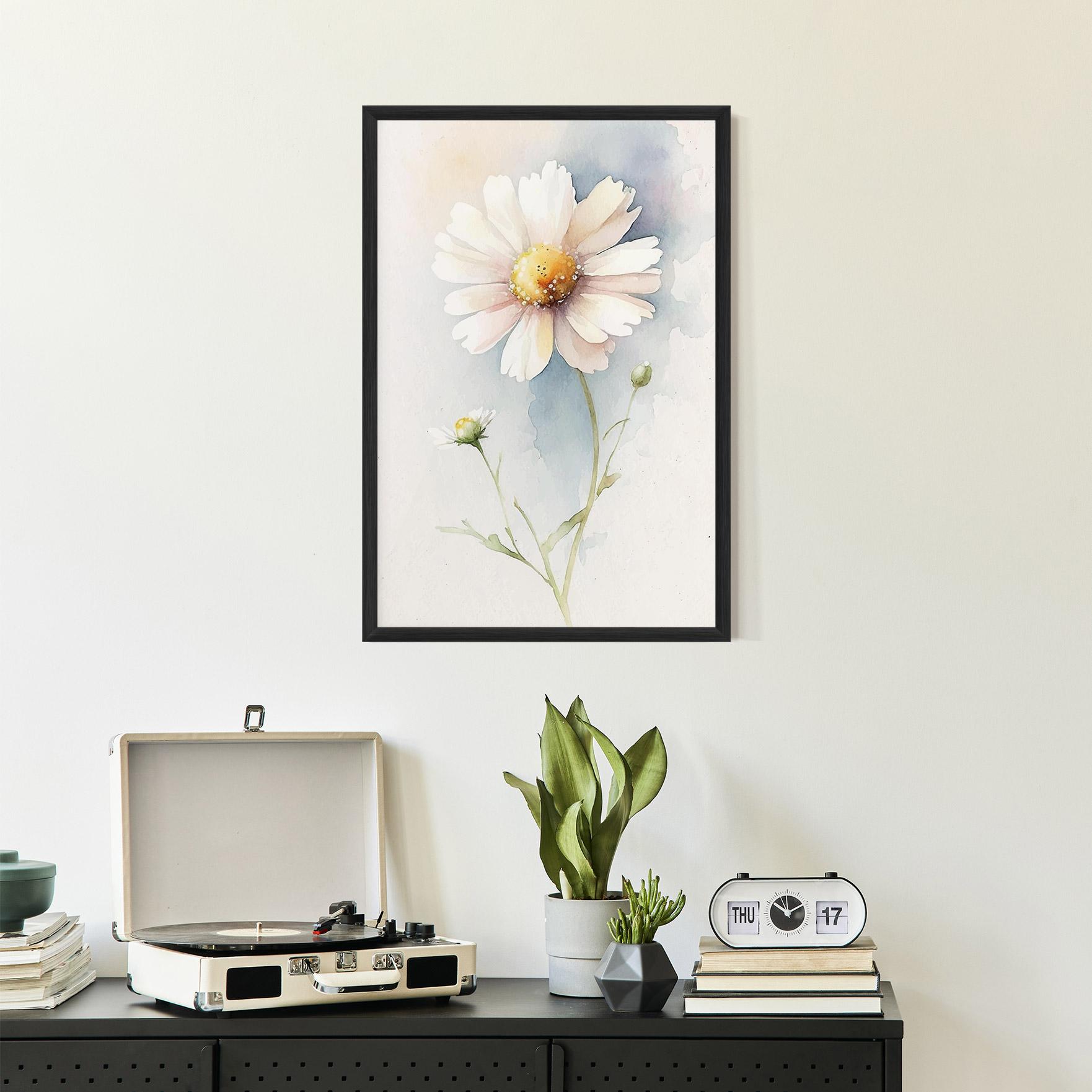 Gerahmte Poster Painted White Daisy mockup 2