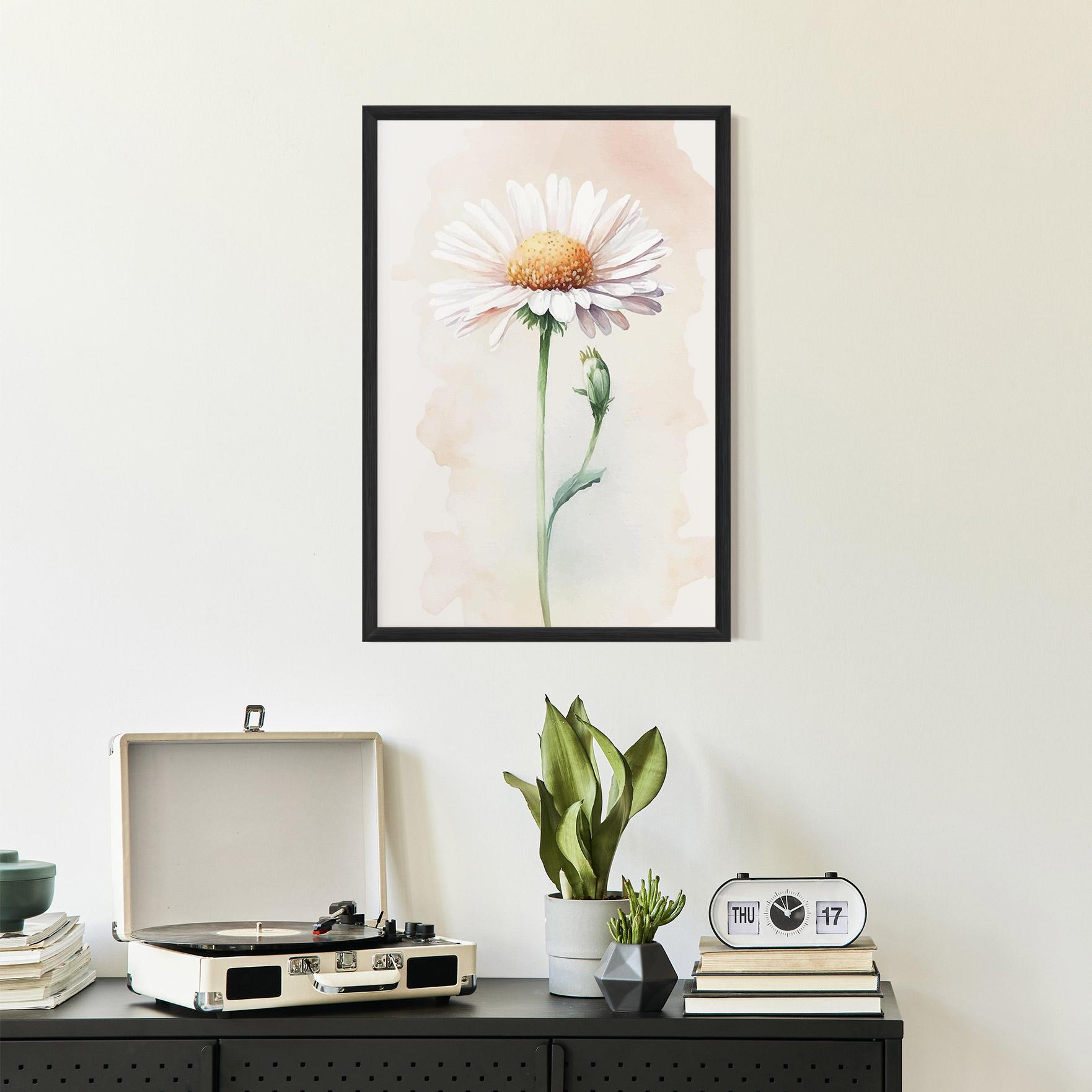 Gerahmte Poster Watercolor Daisy mockup 2