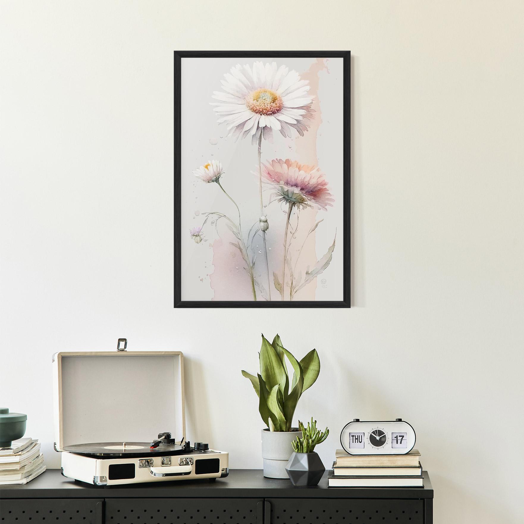 Gerahmte Poster White Painted Daisy mockup 2