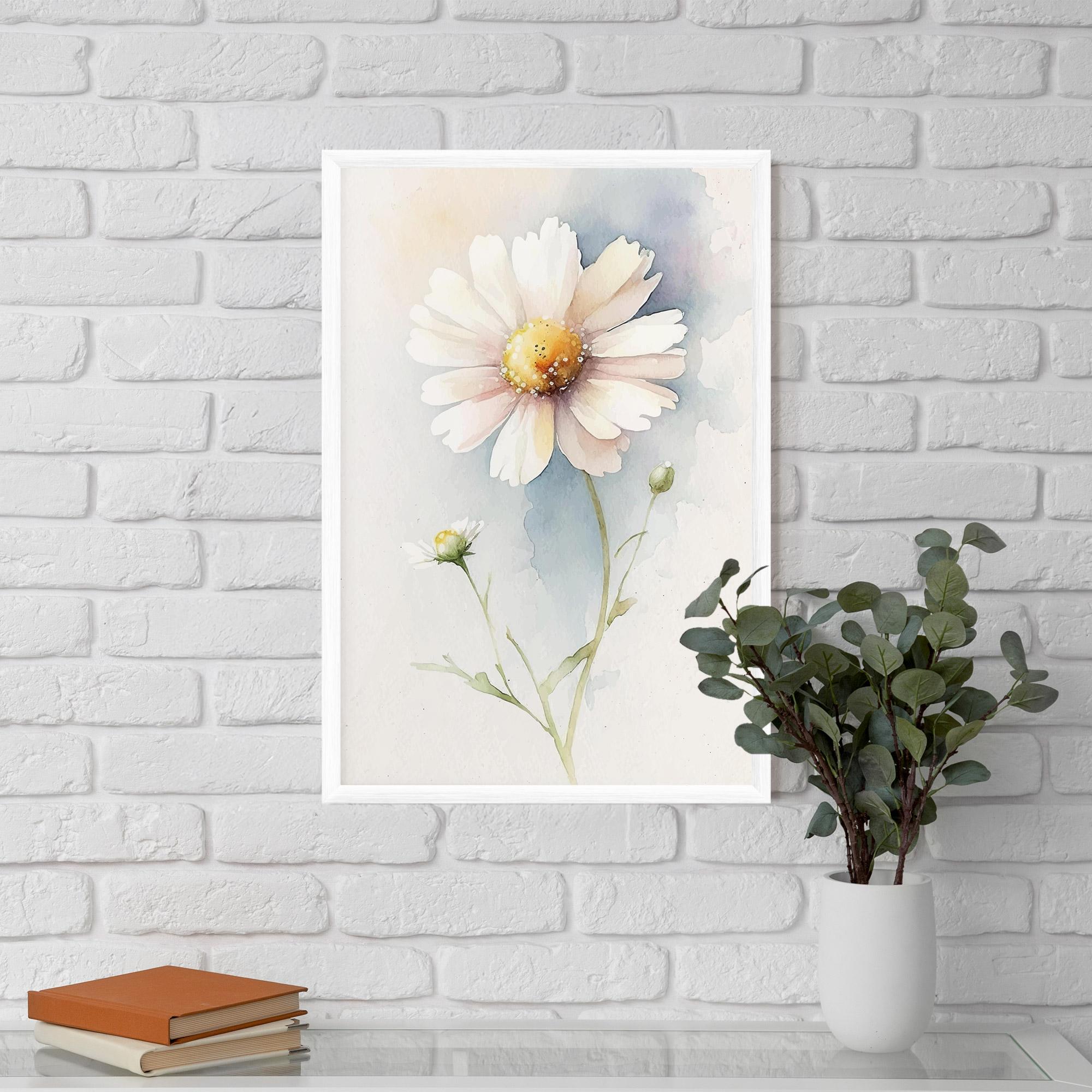 Gerahmte Poster Painted White Daisy mockup 5