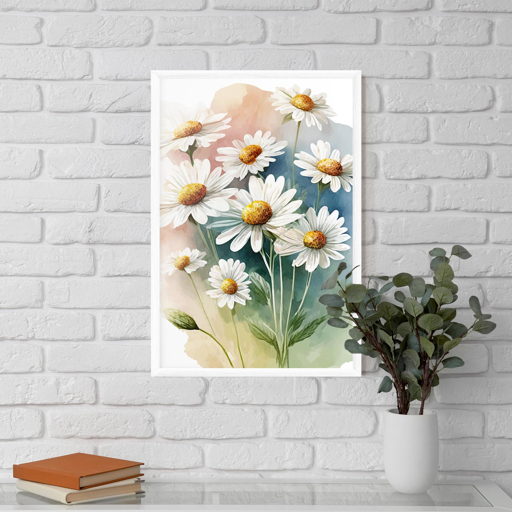 Gerahmte Poster White Daisy Art mockup 5