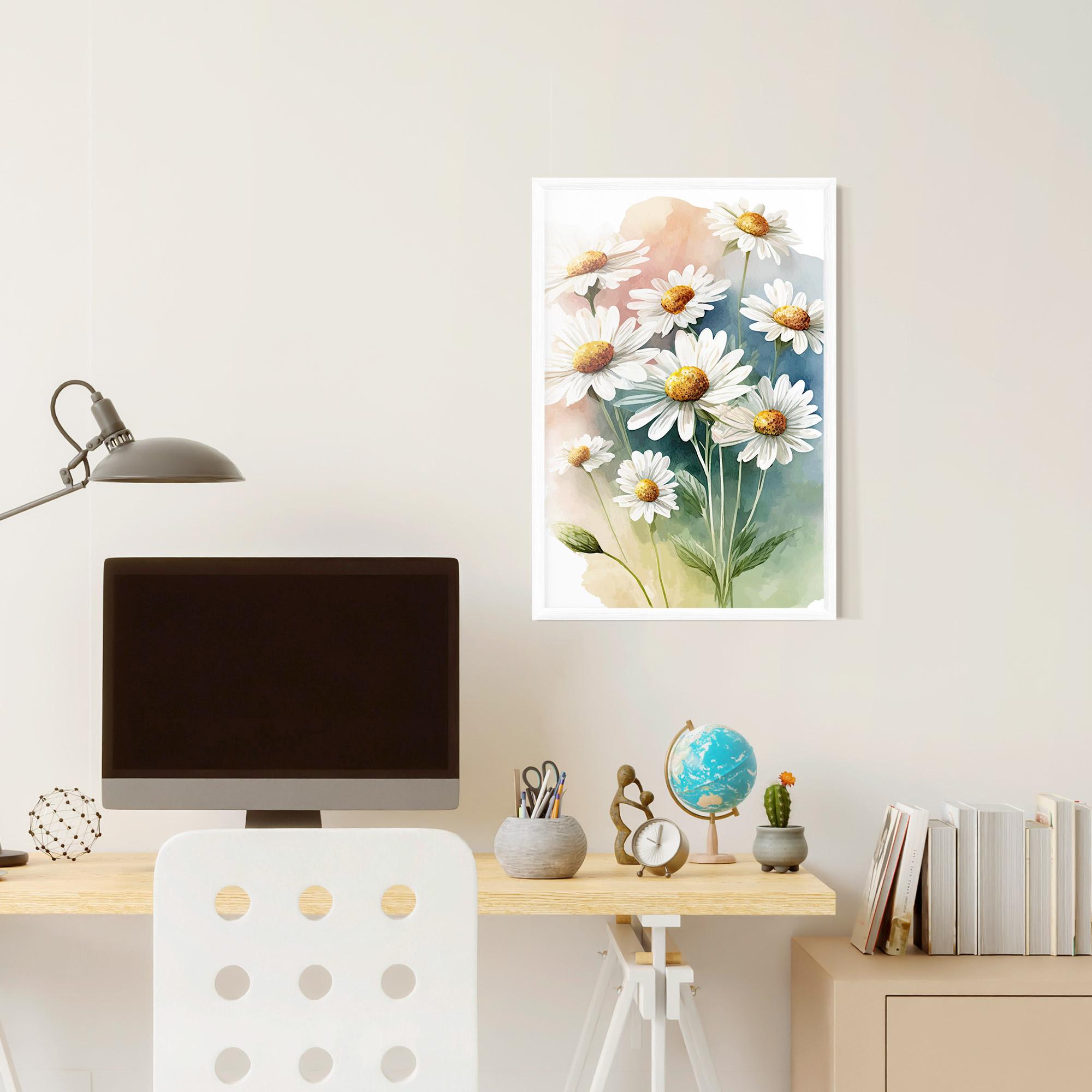 Gerahmte Poster White Daisy Art mockup 6