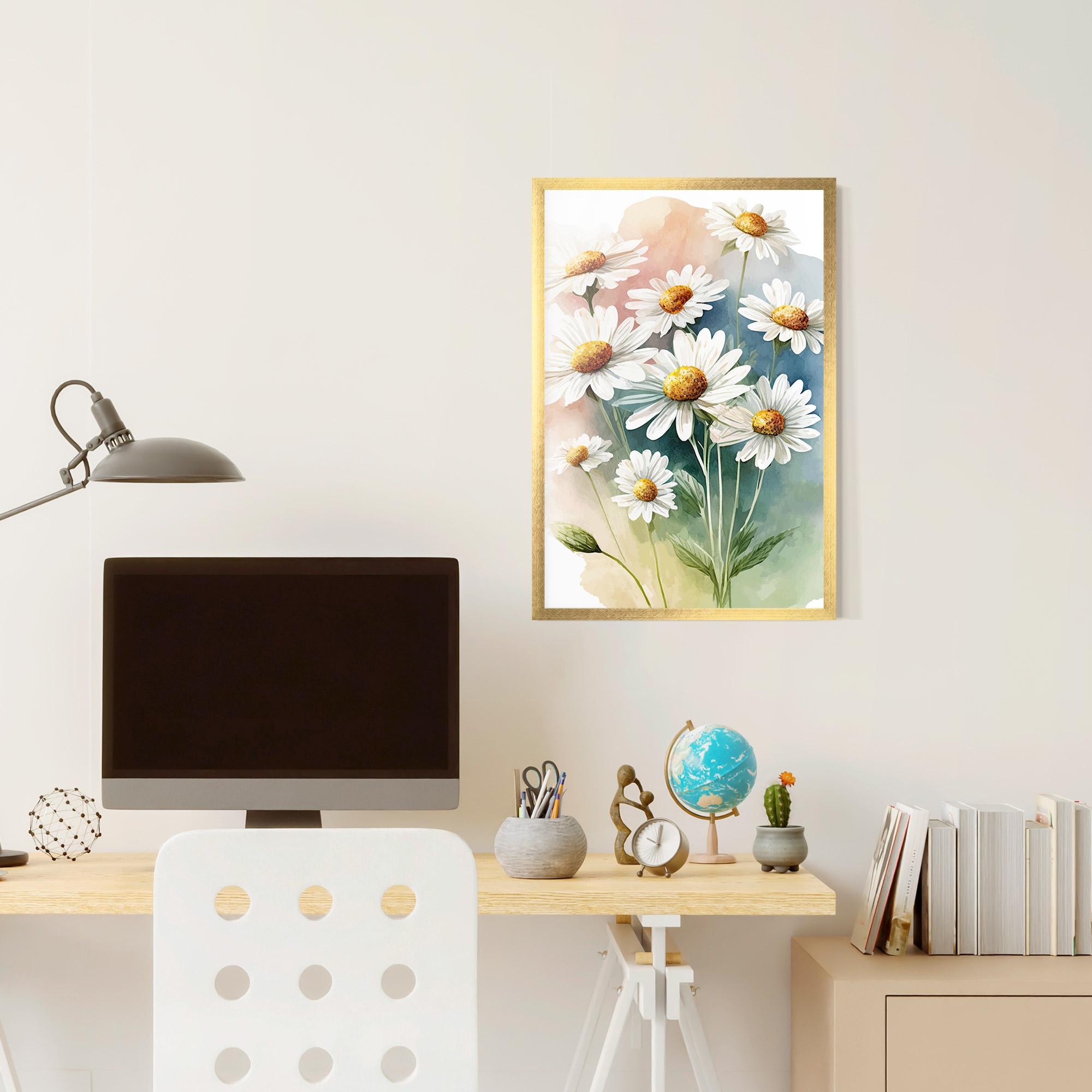 Gerahmte Poster White Daisy Art mockup 6