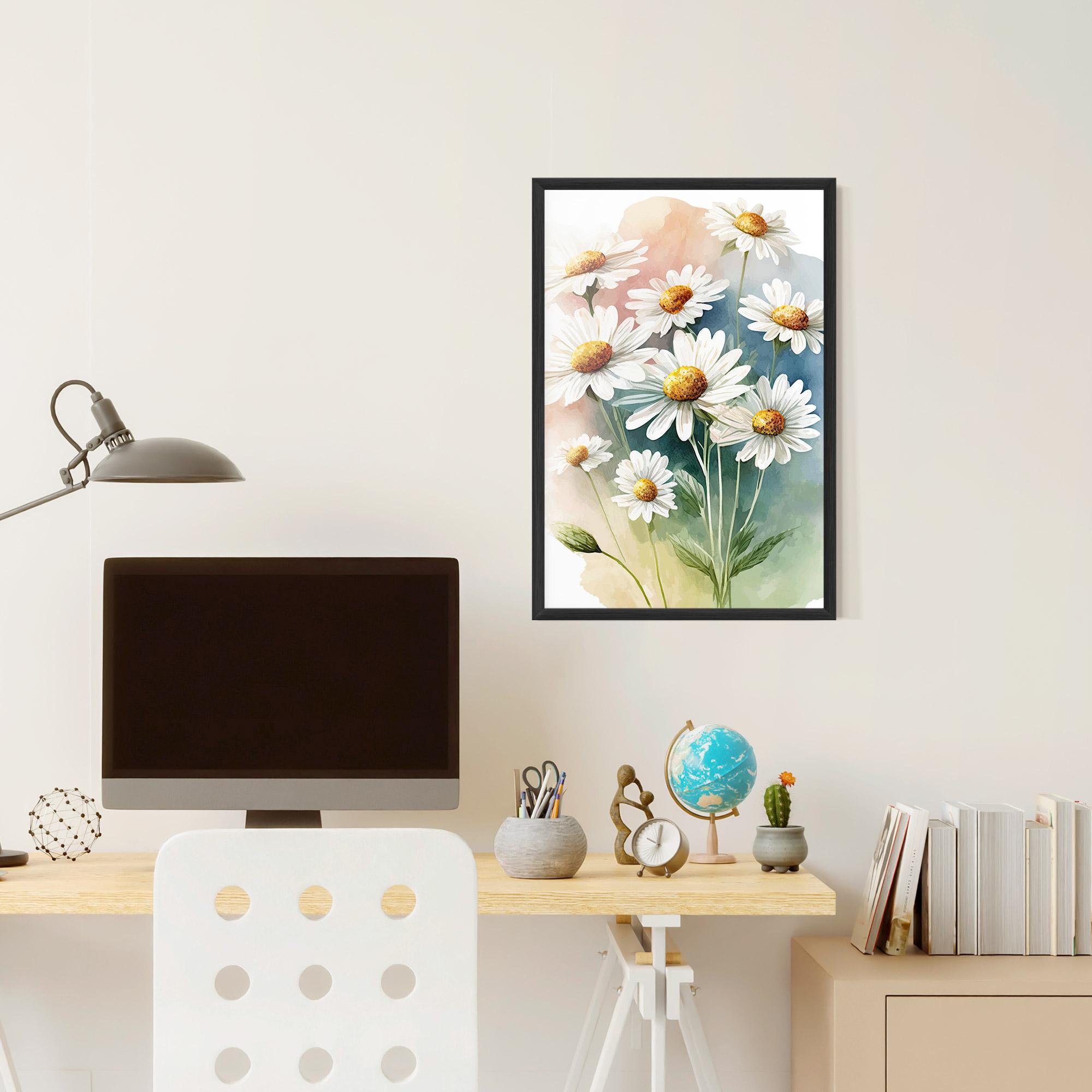 Gerahmte Poster White Daisy Art mockup 6