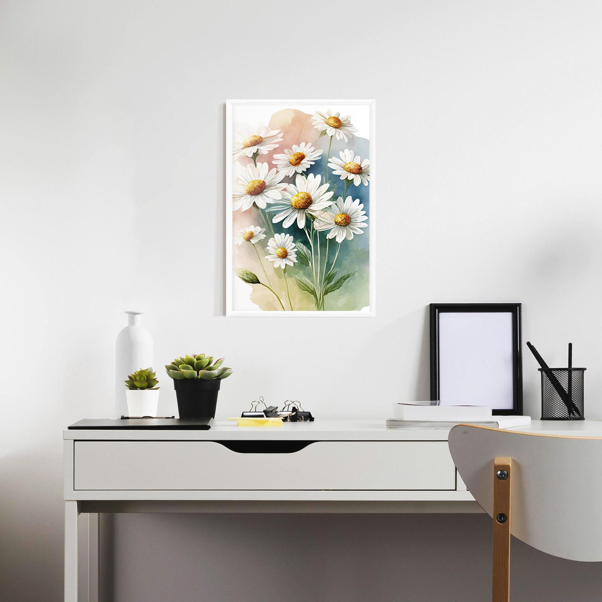 Gerahmte Poster White Daisy Art mockup 7