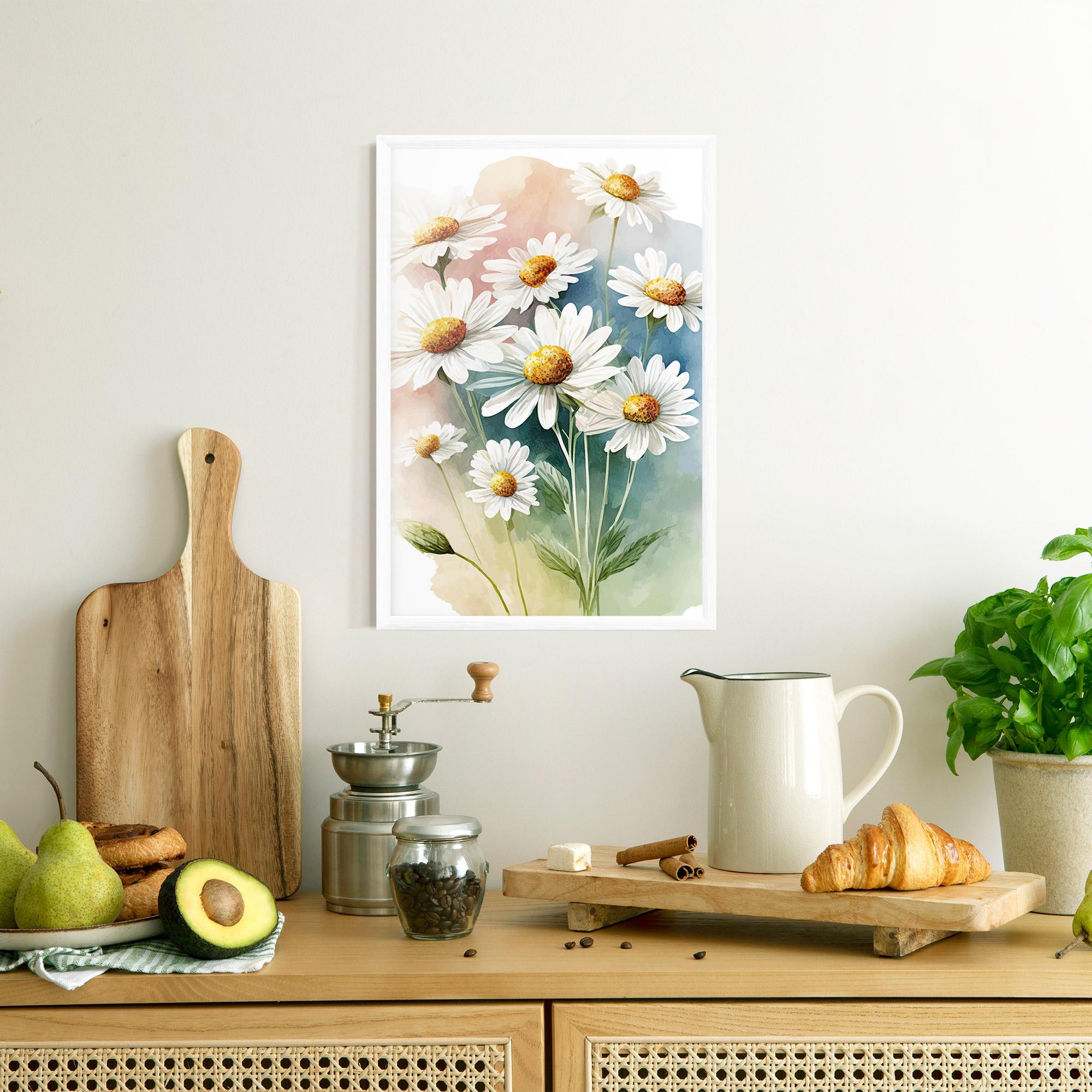 Gerahmte Poster White Daisy Art mockup 8