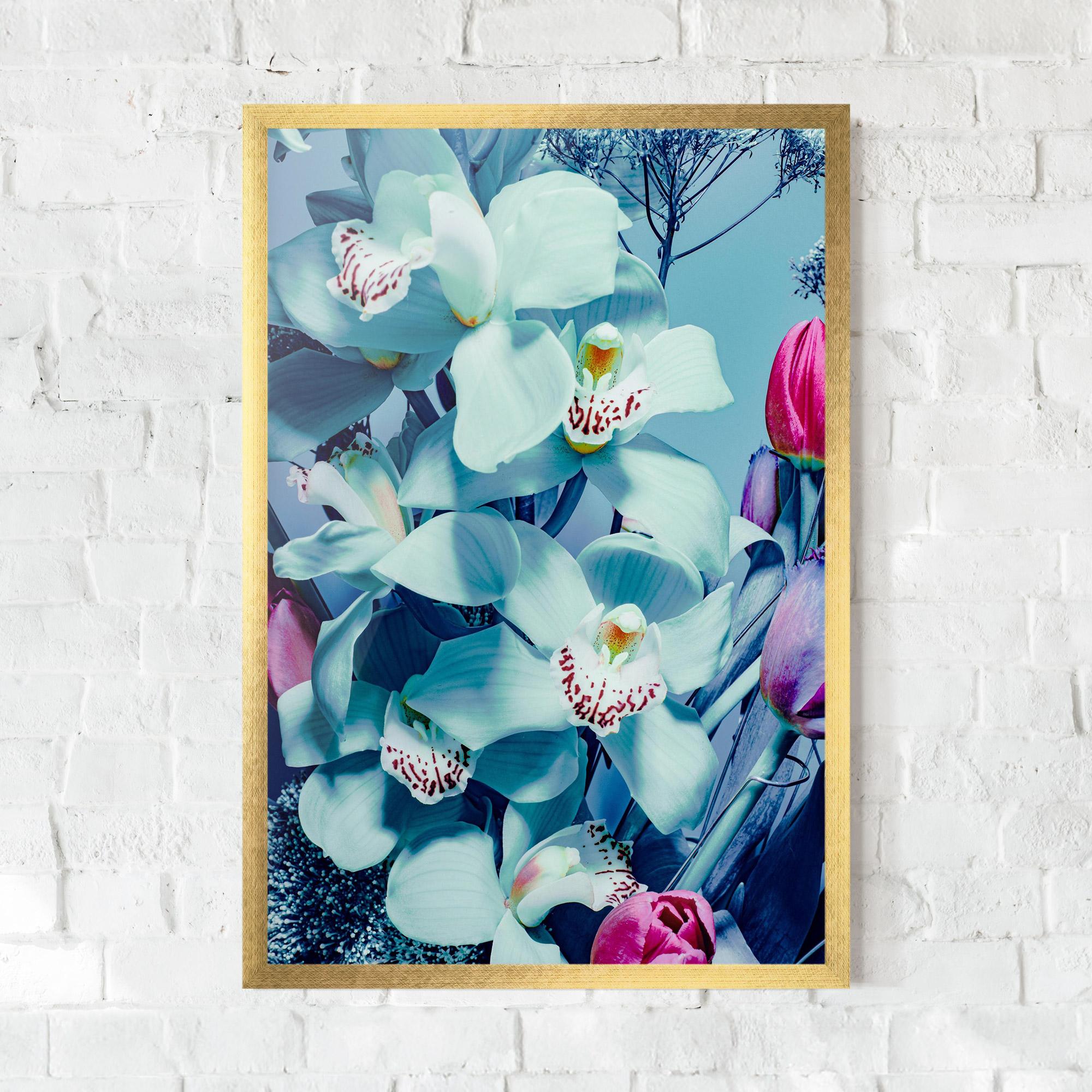 Gerahmte Poster Light Blue Orchids mockup 0