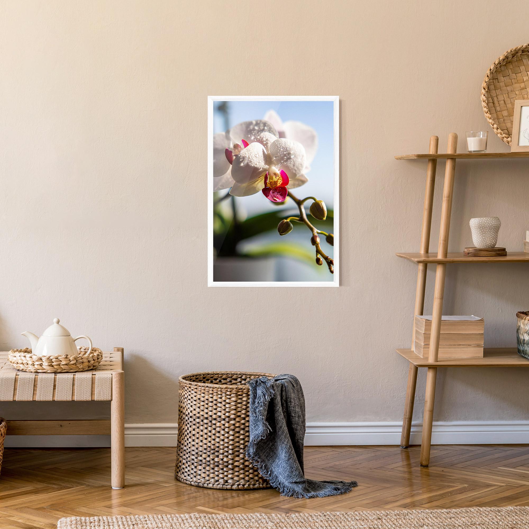 Gerahmte Poster White Orchid With Water mockup 9