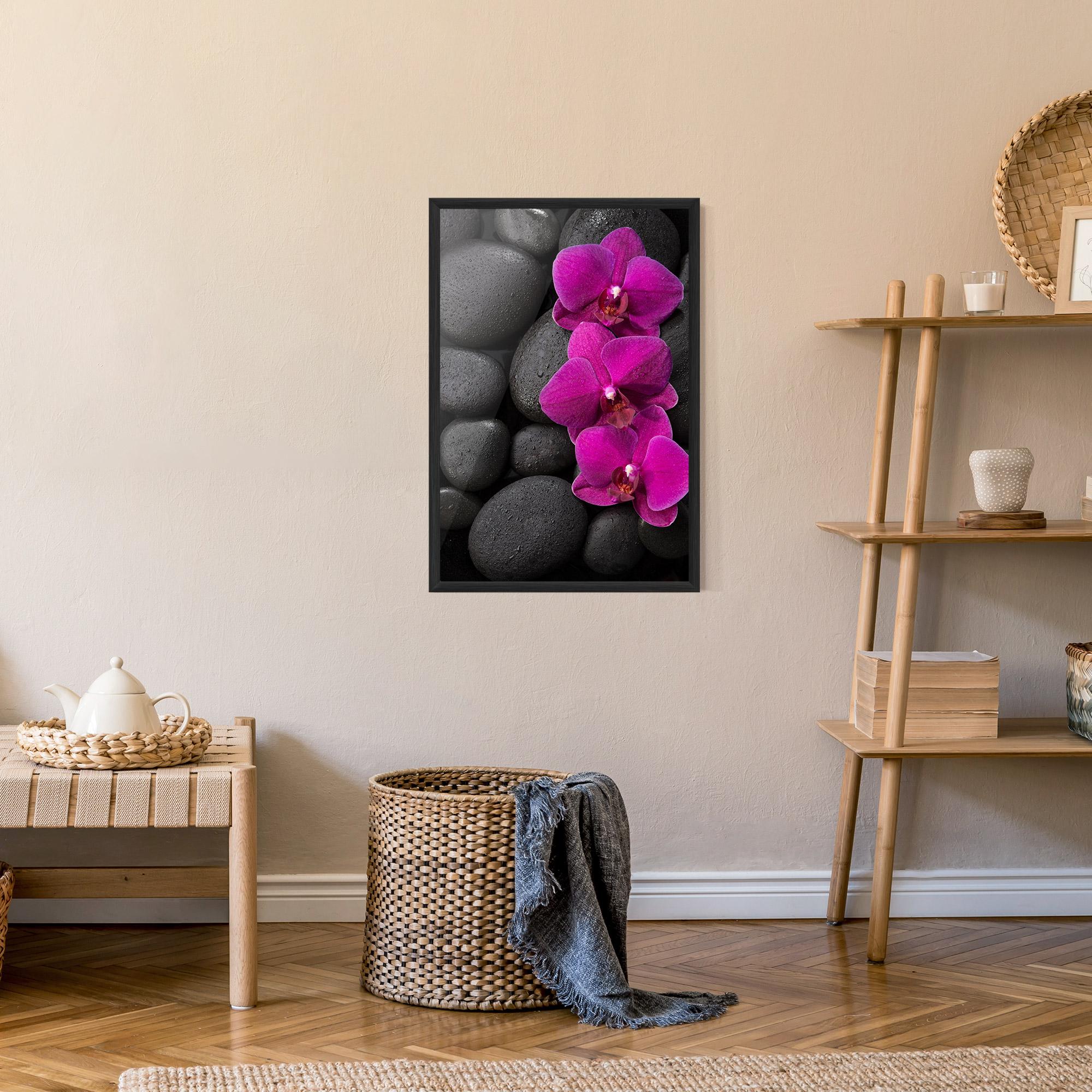 Gerahmte Poster Purple Orchid On Rocks mockup 9