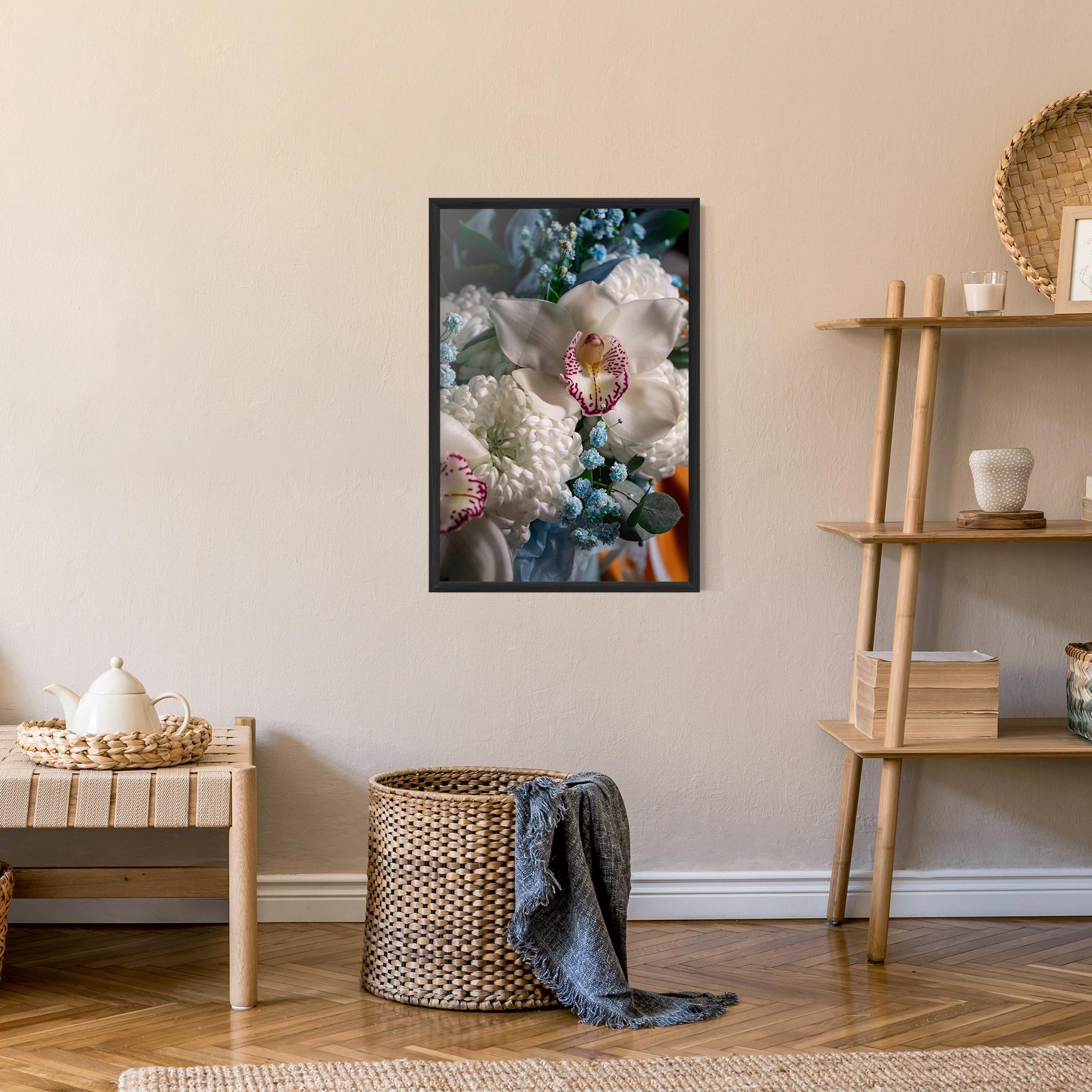 Gerahmte Poster White Orchid With Blue mockup 9