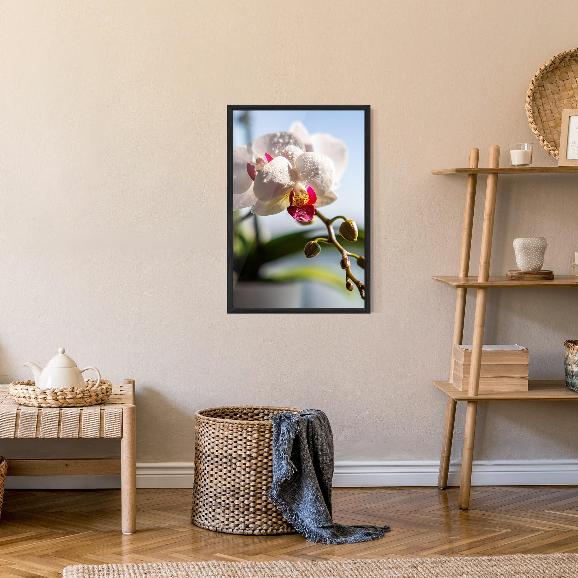 Gerahmte Poster White Orchid With Water mockup 9
